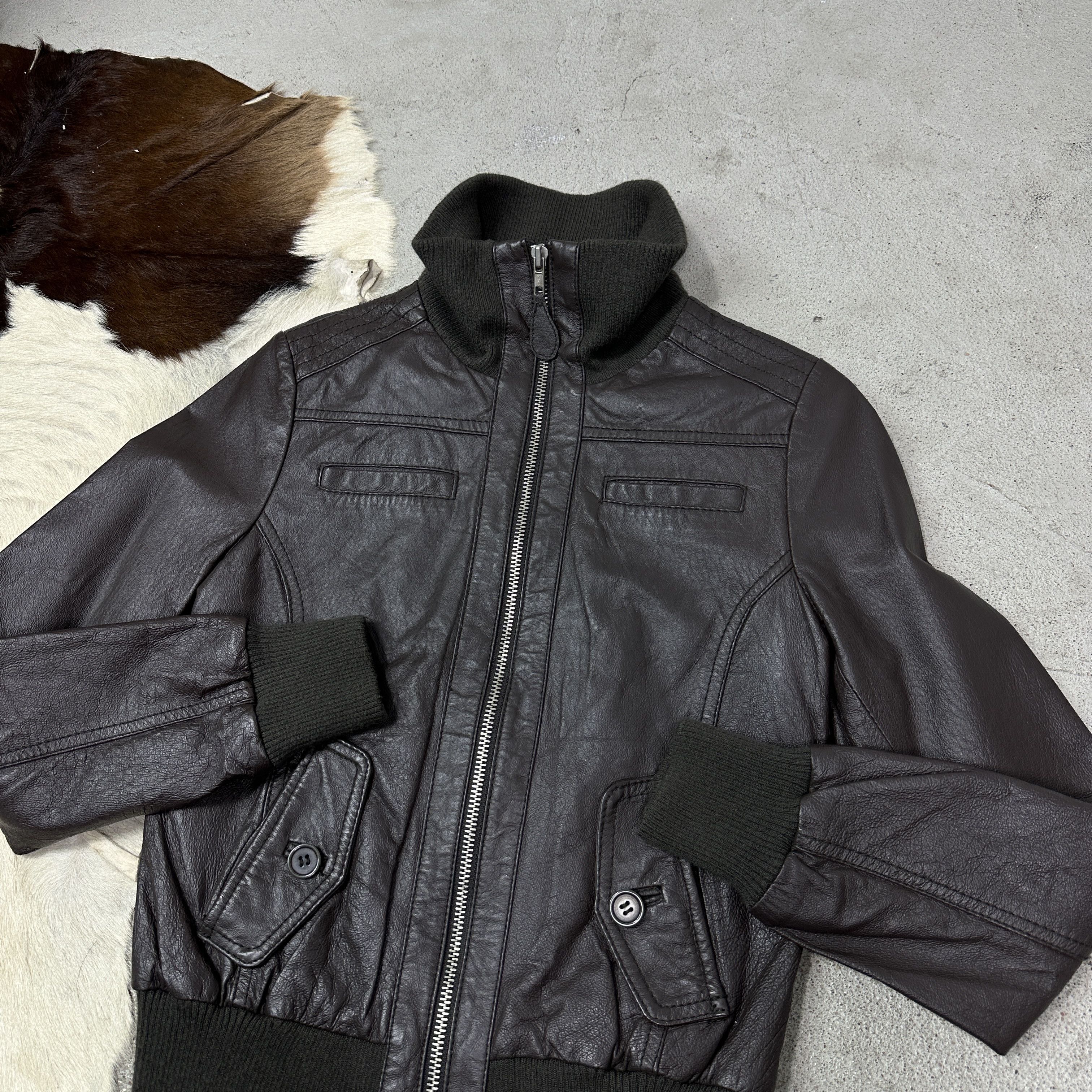 Vintage Vintage Leather Biker Moto Washed Brown Jacket 00s Size US L / EU 52-54 / 3 - 3 Thumbnail