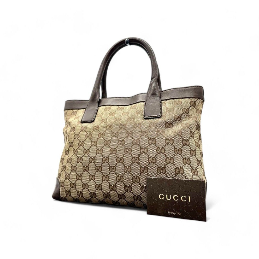image of Gucci - Canvas GG Tote Bag Storage Leather Brown/beige, Women's