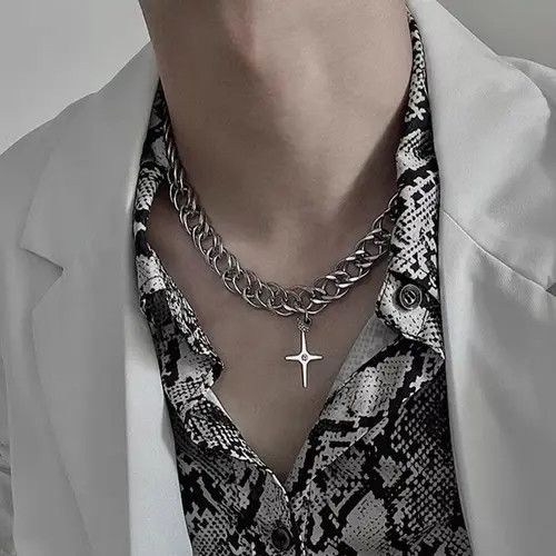 Jewelry x Vintage Retro Punk Necklace in Silver, Men's