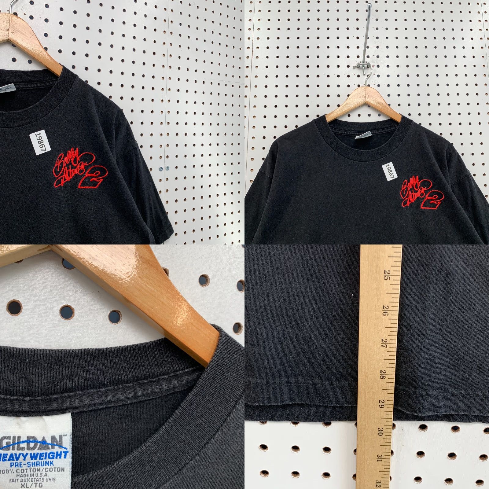 Gildan VINTAGE Bobby Allison Nascar Shirt XL Black Embroidered Short Sleeve Crew Neck 23x29.5 Mens Size US XL / EU 56 / 4 - 8 Thumbnail