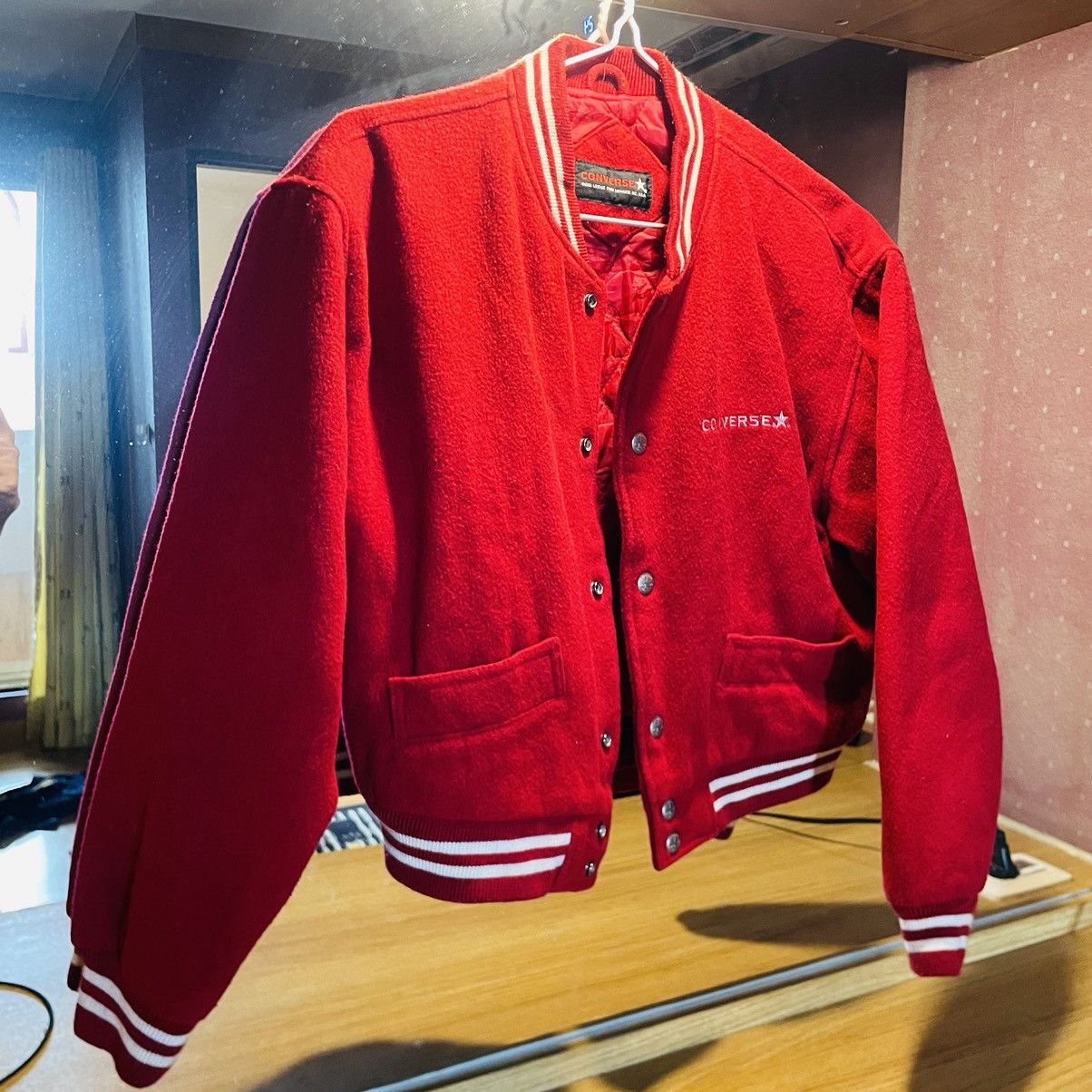 Converse × Vintage Vintage Converse Cropped Wool Bomber Jacket Size S / US 4 / IT 40 - 4 Thumbnail