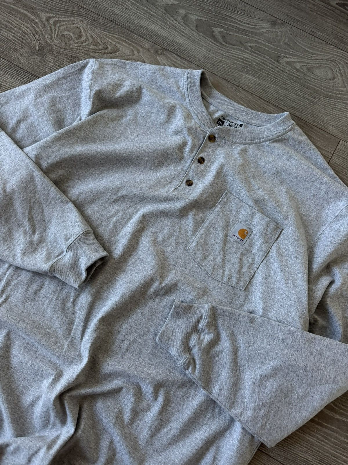 Carhartt ‼️Carhartt Box Logo Basic Oversize Long Sleeve Tee dril‼️ Size US XXL / EU 58 / 5 - 12 Thumbnail