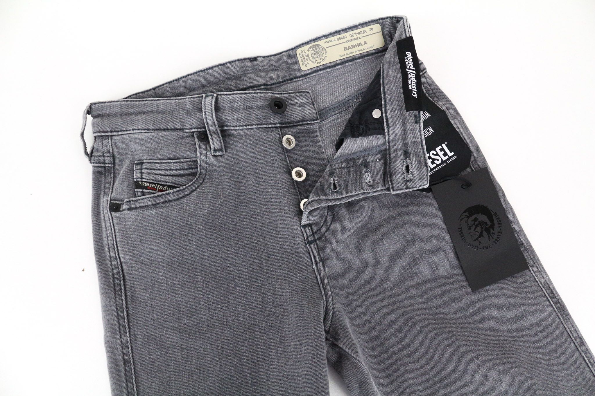 Diesel BABHILA 0890S W24/L30 Grey Stretch Buttoned Jeans 69900 Size 24" / US 00 / IT 34 - 5 Thumbnail