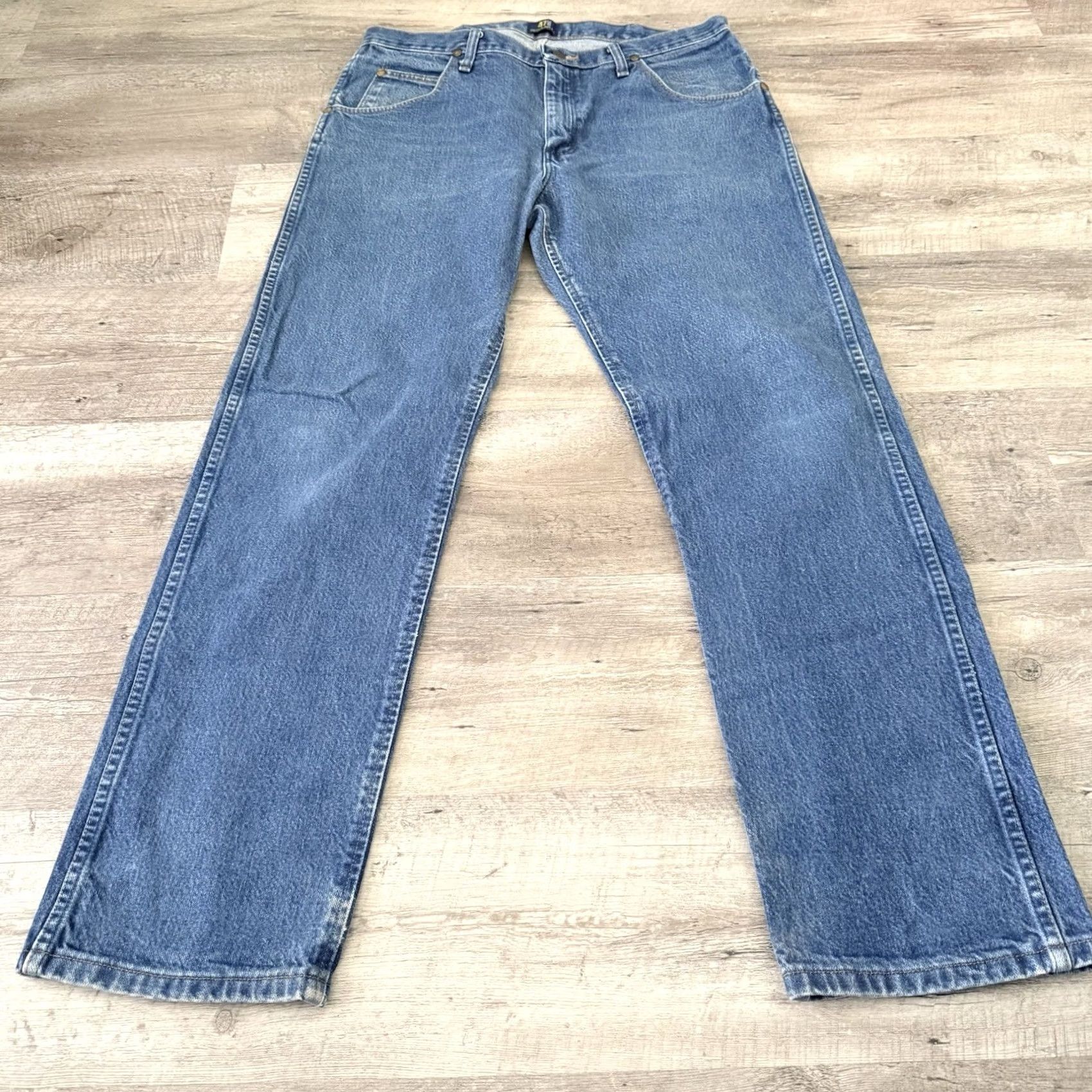 Wrangler Wrangler Jeans 47MWZPW Regular Denim 35x32 Blue Western Cowboy Workwear Mens Straight 5-Pocket Logo Size US 35 - 3 Thumbnail