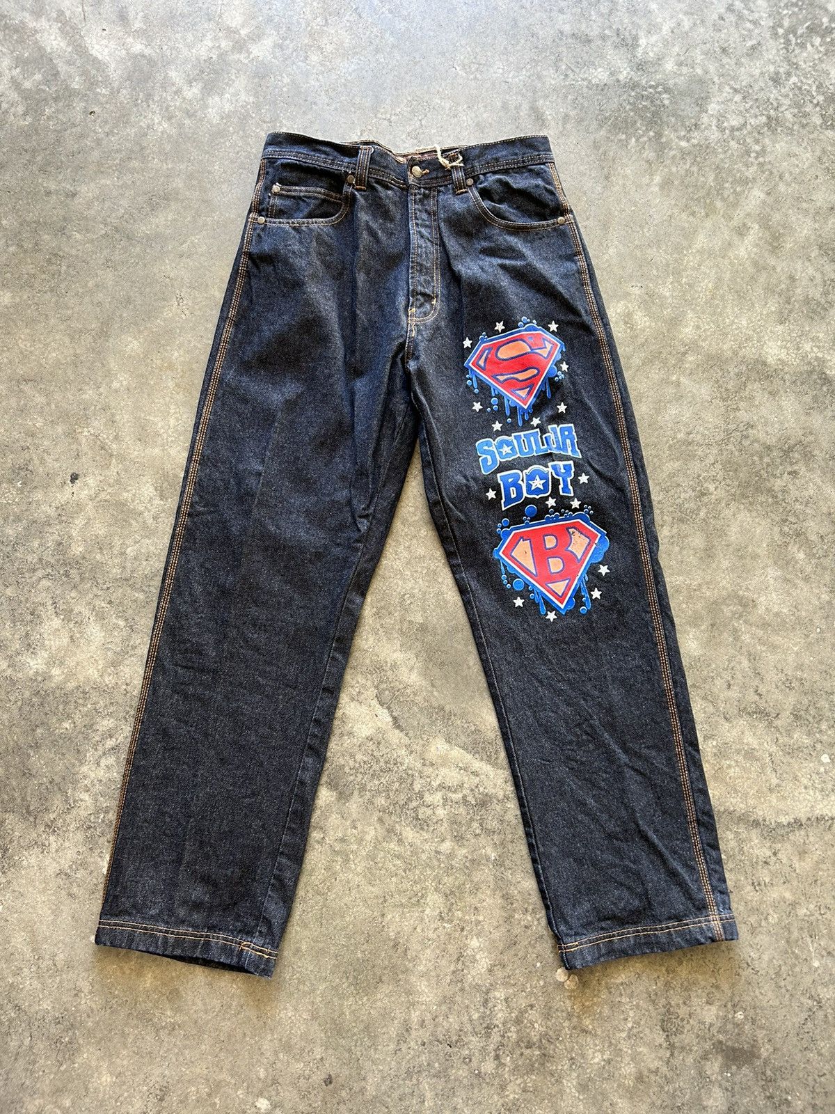 Image of Vintage Soulja Boy Denim Y2K Skater Jeans Size 34 X32 in Black, Men's