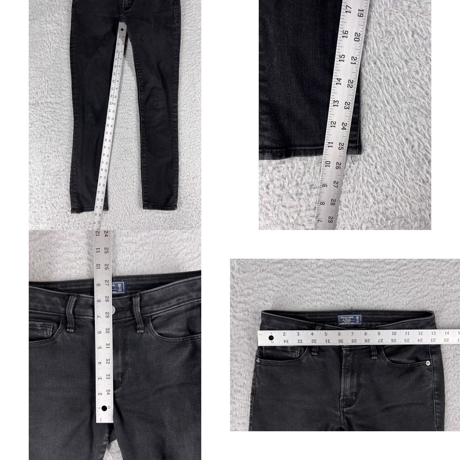 Abercrombie & Fitch Abercrombie & Fitch Jeans Women 26/2 Black Tapered Super Skinny Ankle Size 26" / US 2 / IT 38 - 8 Thumbnail