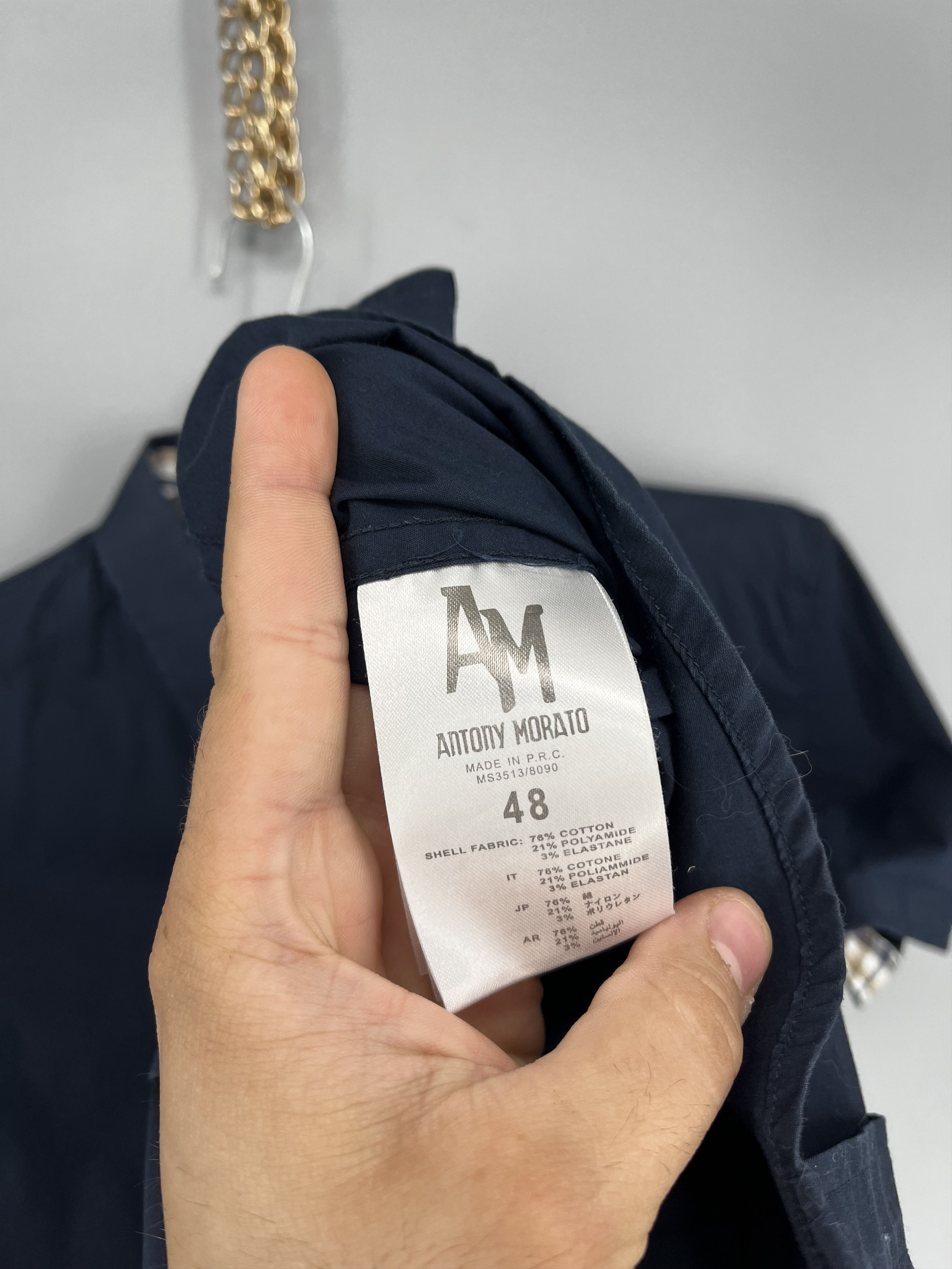 Antony Morato MENS ANTONY MORATO Slim Navy Black Button Casual Dress Shirt Size US M / EU 48-50 / 2 - 8 Thumbnail