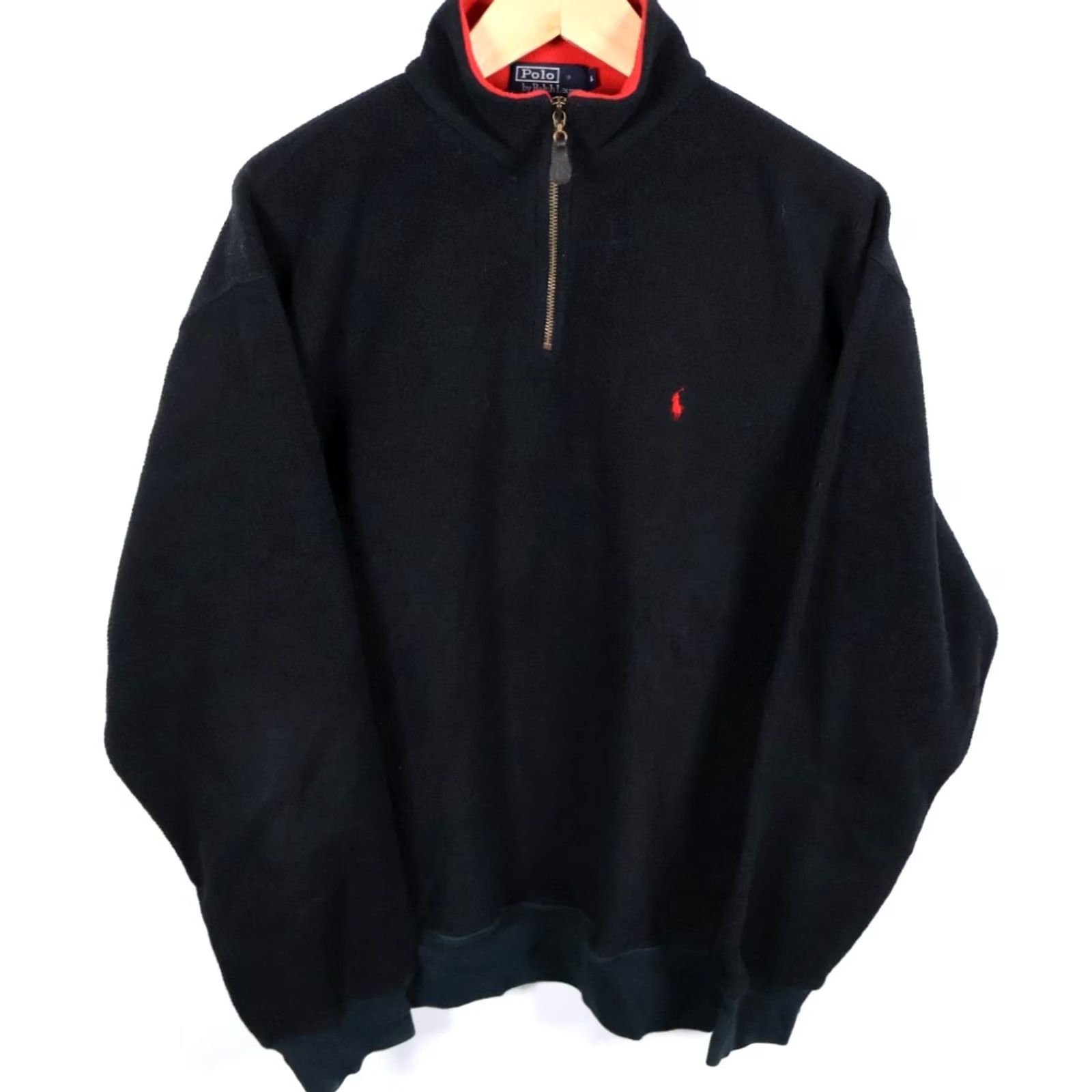 Polo Ralph Lauren VINTAGE Polo Ralph Lauren Fleece Jacket Shirt XL Black Red 1/4 Zip Mock Neck Mens Size US XL / EU 56 / 4 - 2 Thumbnail