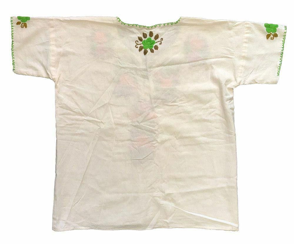 Designer Used White Hand Made Embroidered Floral Blouse L Size L / US 10 / IT 46 - 3 Thumbnail