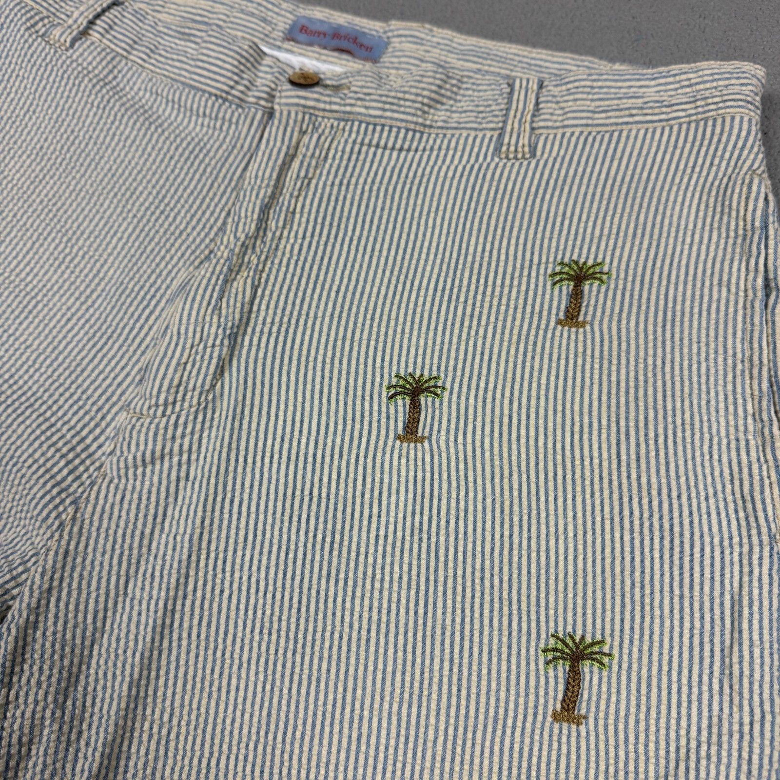 Barry Bricken Barry Bricken Seersucker Shorts Palm Tree Embroidered 34 Size US 34 / EU 50 - 8 Thumbnail