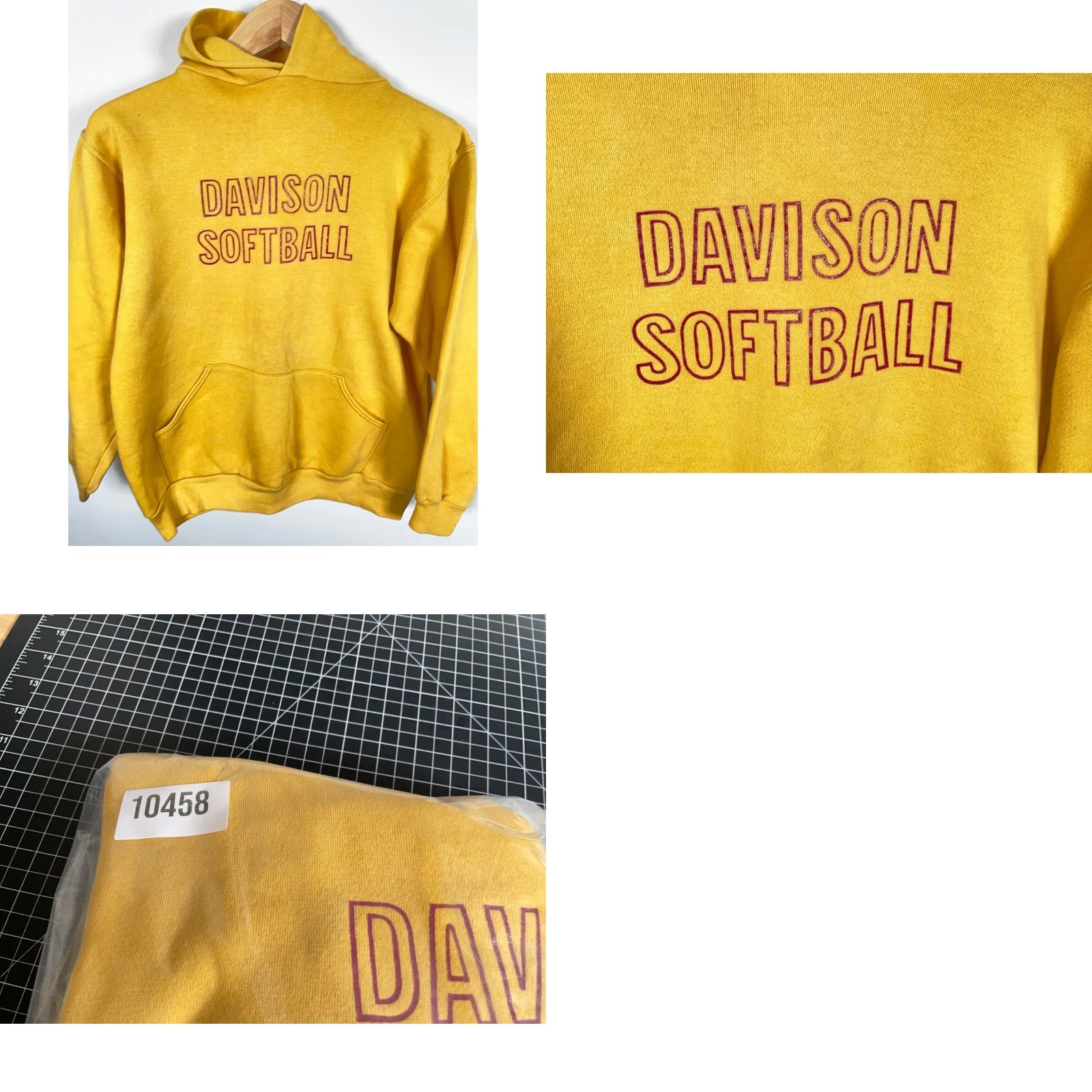 Russell Athletic VINTAGE Russell Athletic Hoodie Men Medium Yellow 70s Davison Softball Graphic Print City Retro Sports Michigan Gold Tag Limited Size US M / EU 48-50 / 2 - 9 Thumbnail