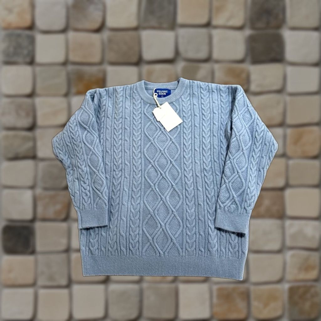 Vintage Aelfric Eden Oversized Sweater Mens L Blue Cable Knit Crew Neck Winter New Size US L / EU 52-54 / 3 - 1 Thumbnail