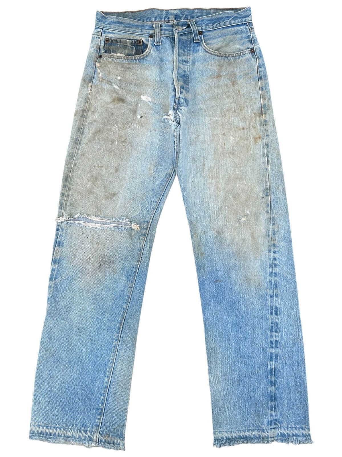 Kapital 80's THRASHED Levis 6 Selvedge Distressed Dirty Denim Jeans Size US 30 / EU 46 - 1 Thumbnail
