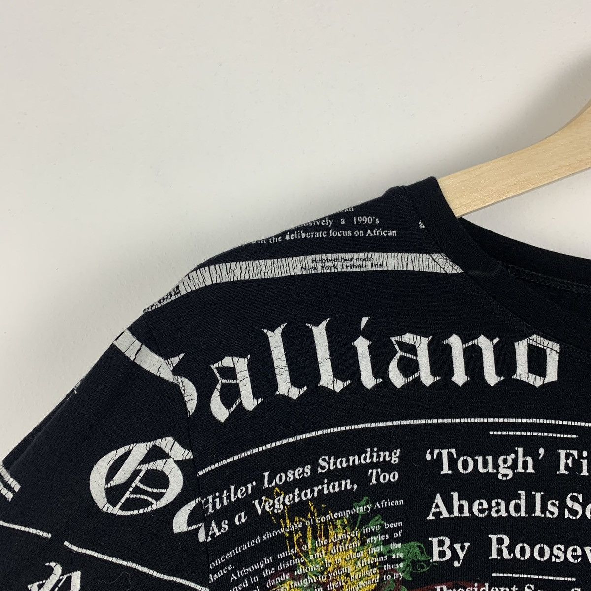 John Galliano Gazette News Paper Long Sleeve T-Shirt Black