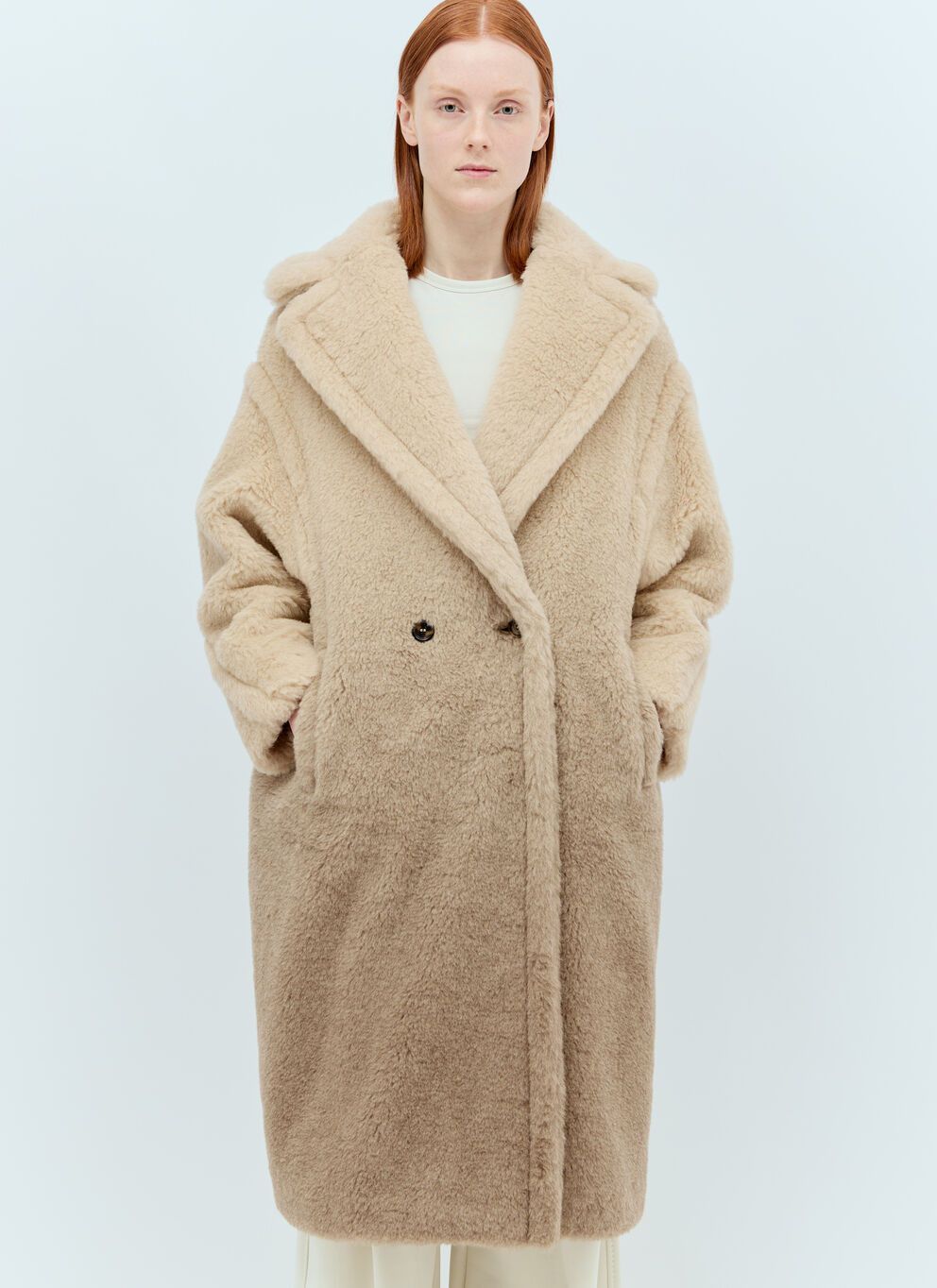 image of Max Mara Teddy Bear Icon Coat in Beige, Women's (Size XS)