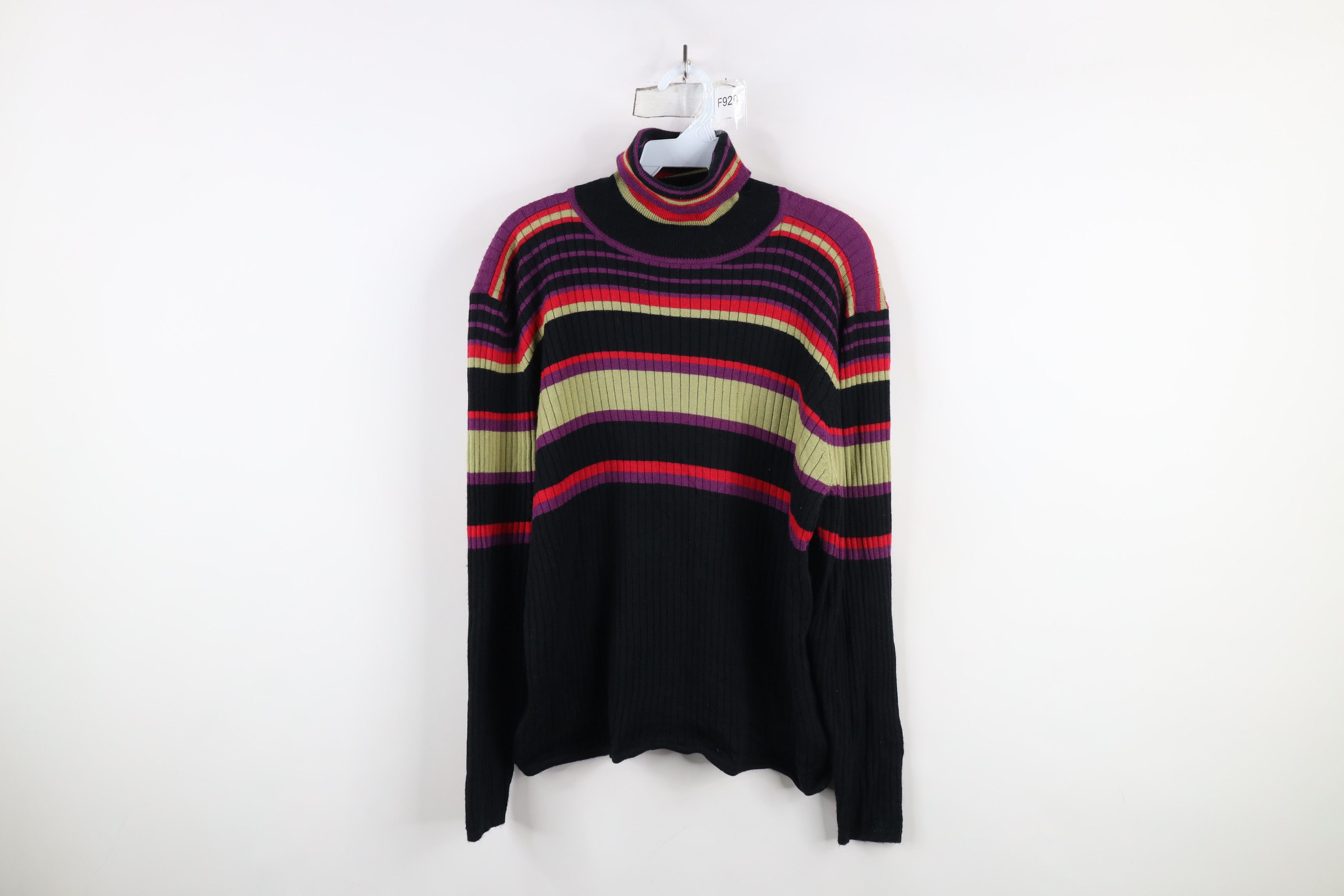 Vintage Vintage 90s Streetwear Wool Striped Knit Turtleneck Sweater Size XL / US 12-14 / IT 48-50 - 1 Thumbnail