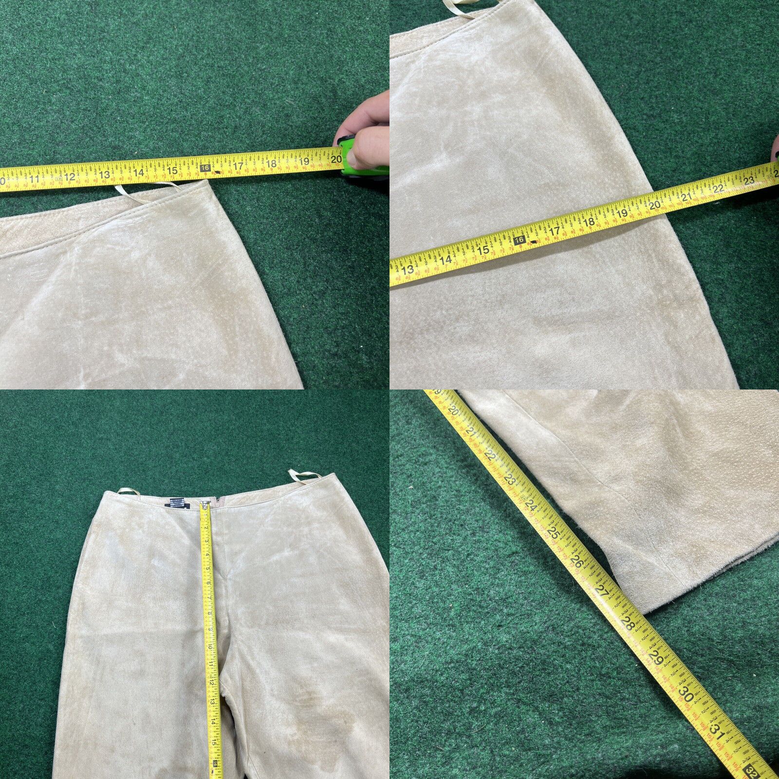 Vintage B&J Tan Solid Leather SUEDE Straight Leg Pants L Regular Size 10 32x28 Size 32" / US 10 / IT 46 - 8 Thumbnail