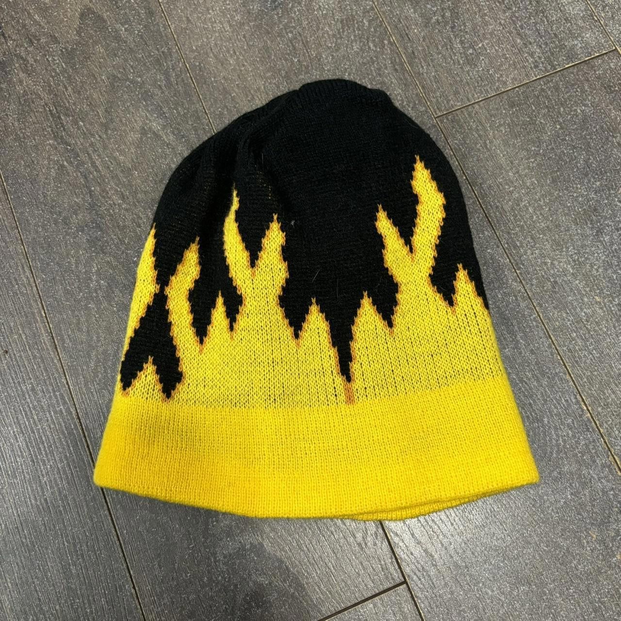 Designer Vintage flame print skully Skull cap fire 00s Size ONE SIZE - 2 Thumbnail