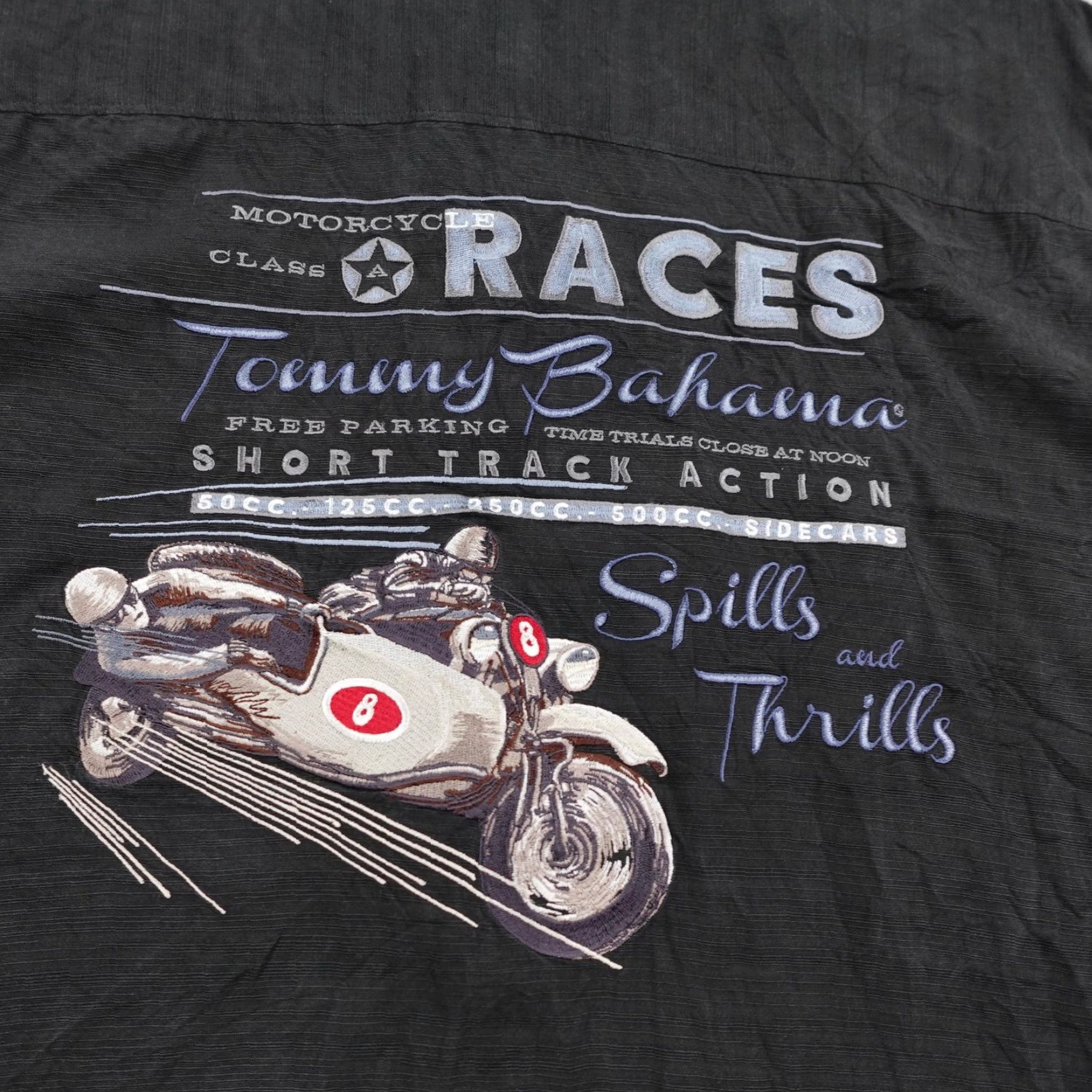 Tommy Bahama Tommy Bahama Shirt Mens 2XL Black Silk Motorcycle Races Embroidered Button Up Size US XL / EU 56 / 4 - 7 Thumbnail