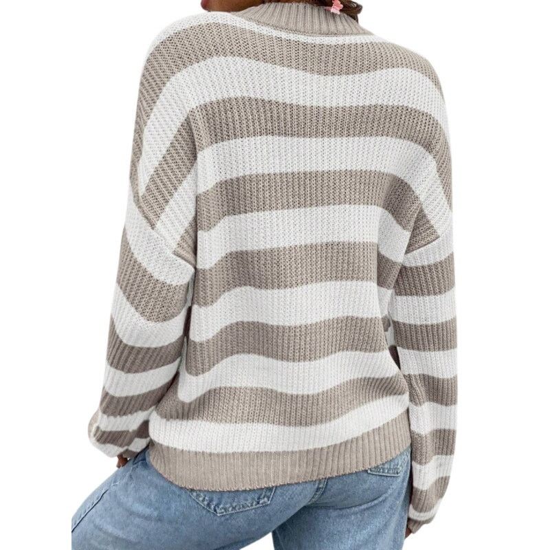 Shein Striped Pattern Drop Shoulder Sweater in White, Size M Size M / US 6-8 / IT 42-44 - 2 Thumbnail
