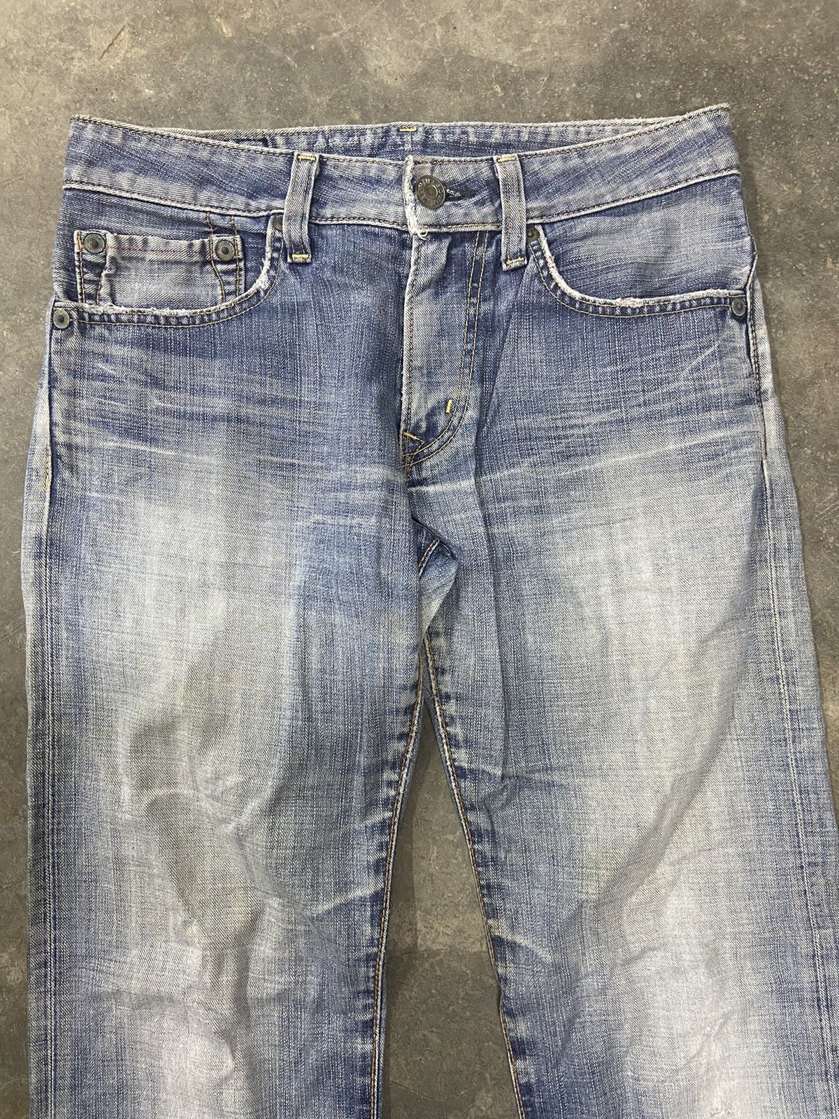 KMRii 🔥 Edwin 503 jeans Edwin Blue trip washed distressed Size US 33 - 2 Thumbnail