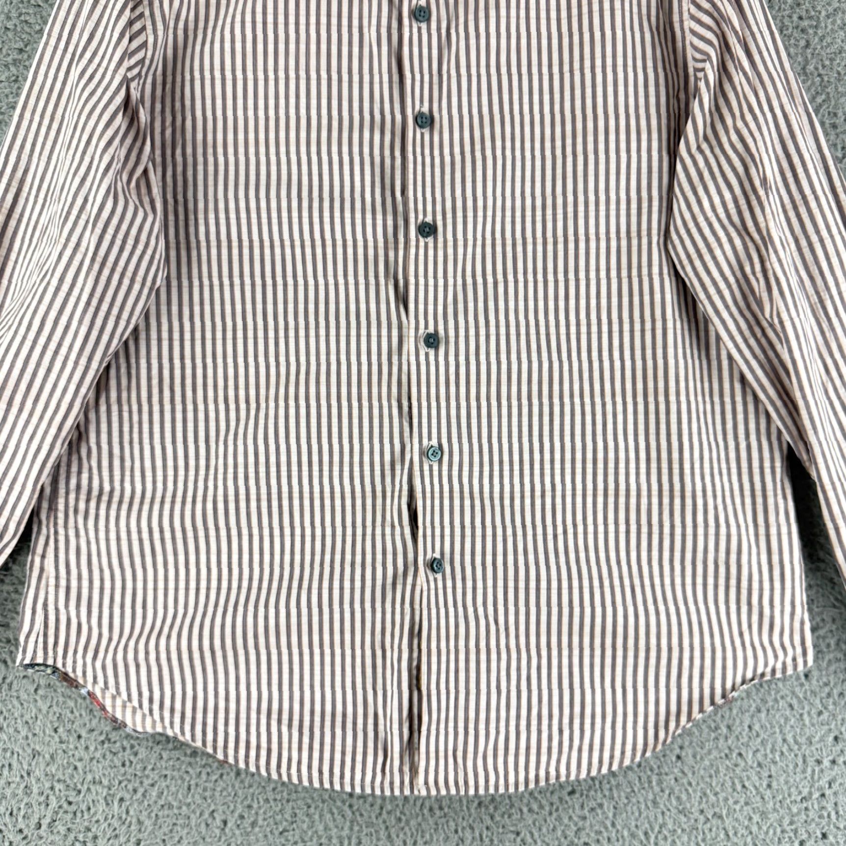 Robert Graham Robert Graham Button-Up Shirt Mens Large Gray Stripe Long Sleeve Classic Fit Size US L / EU 52-54 / 3 - 4 Thumbnail