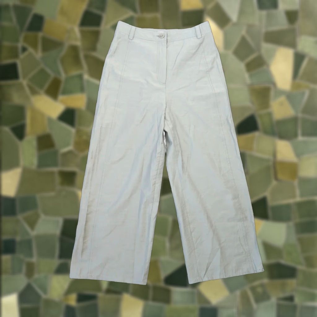 Zara ZARA Olive Green High Rise Wide Leg Nylon Pants M Women Casual Solid 30in Waist Wide-Leg Size 32" / US 10 / IT 46 - 1 Thumbnail
