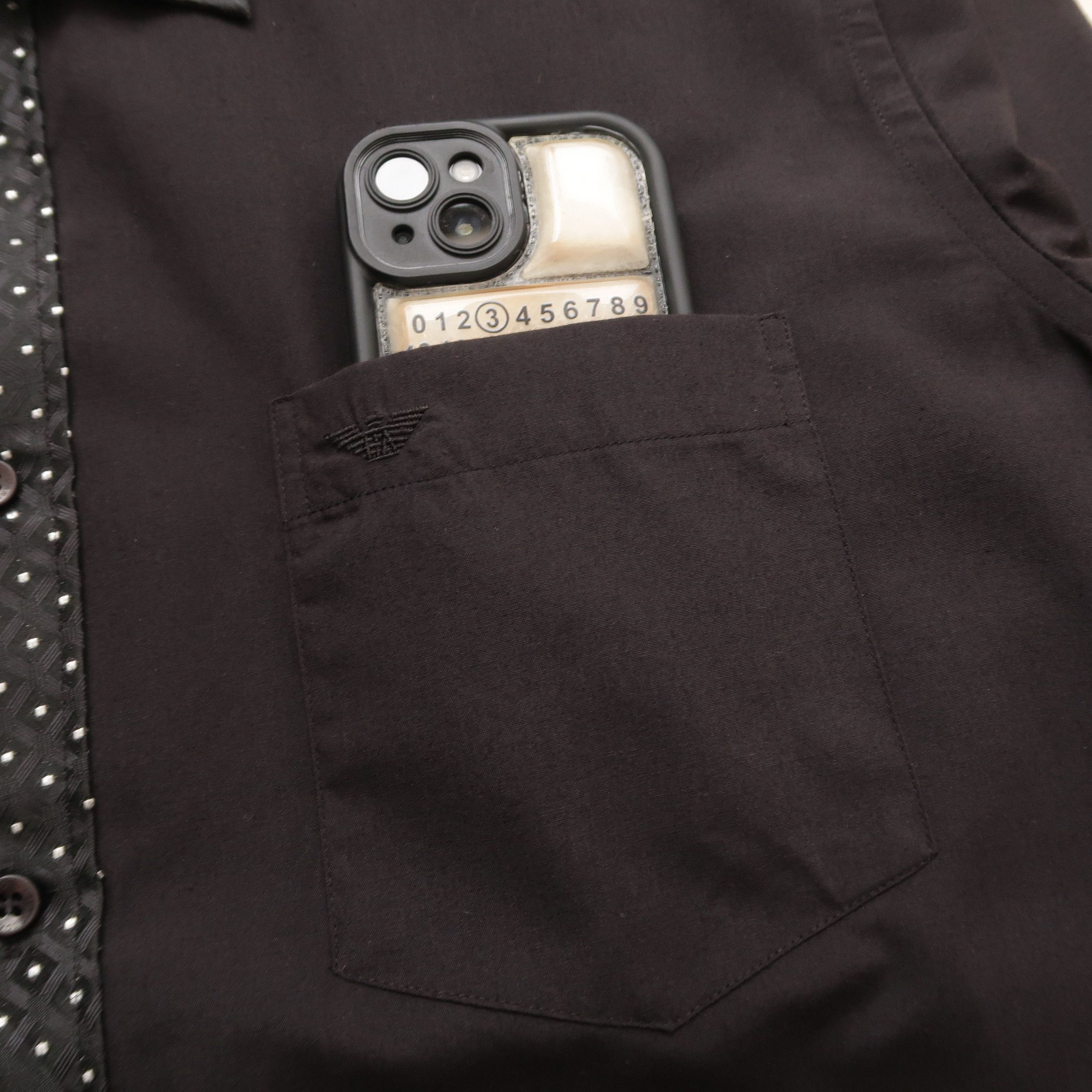 Giorgio Armani 1980s Giorgio Armani Psychedelic Dot Black Shirt Button Up Size US L / EU 52-54 / 3 - 6 Thumbnail