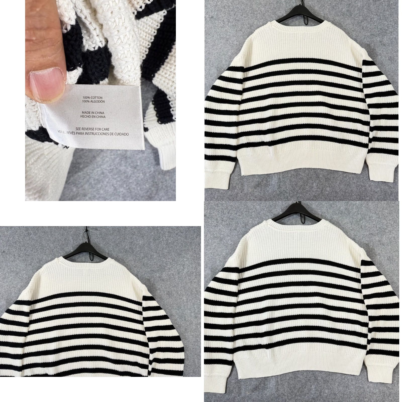 Gap Gap Sweater Womens 2XL Ivory Black Striped Crewneck Long Sleeve NWT Pullover Casual Knit Size XXL / US 16-18 / IT 52-54 - 8 Thumbnail