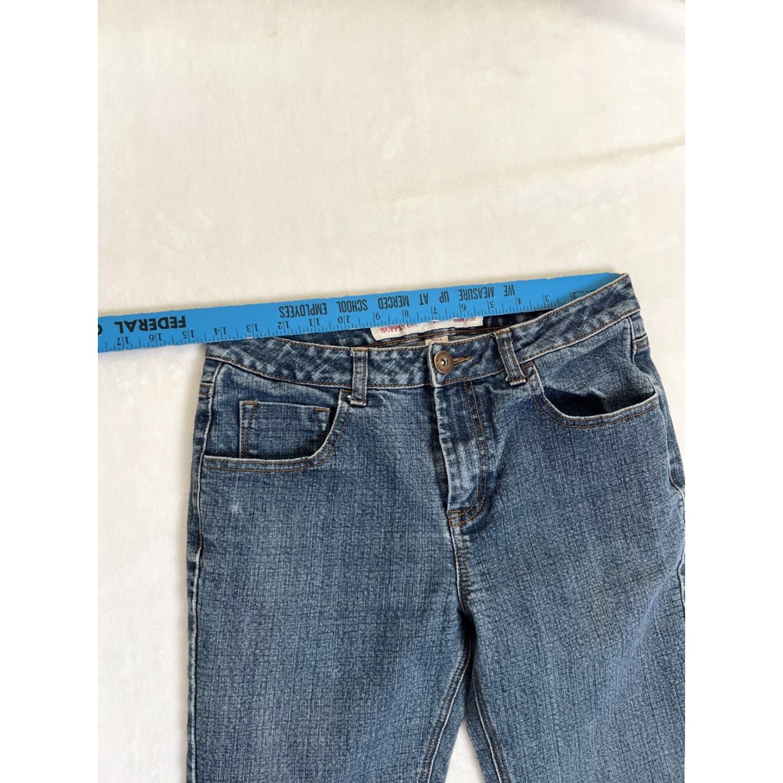 Mossimo VINTAGE Mossimo Women's Jeans Flare Bootcut Denim 9 Wide Leg 30 Inseam Blue Mid Rise 8.5-10.5 Inseam 30 Denim Jersey? Size 30" / US 8 / IT 44 - 3 Thumbnail