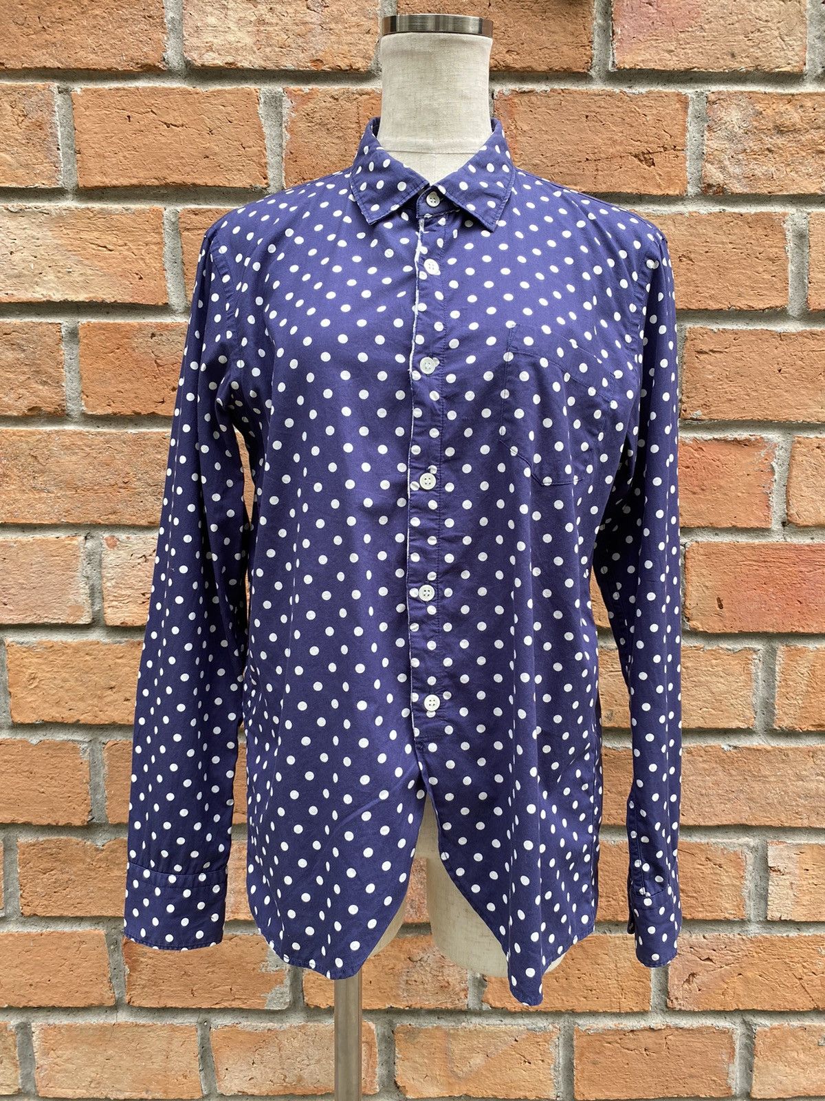 Frapbois FRAPBOIS Blue Long-Sleeve Shirt with White Polka Dots Size XS / US 0-2 / IT 36-38 - 1 Thumbnail