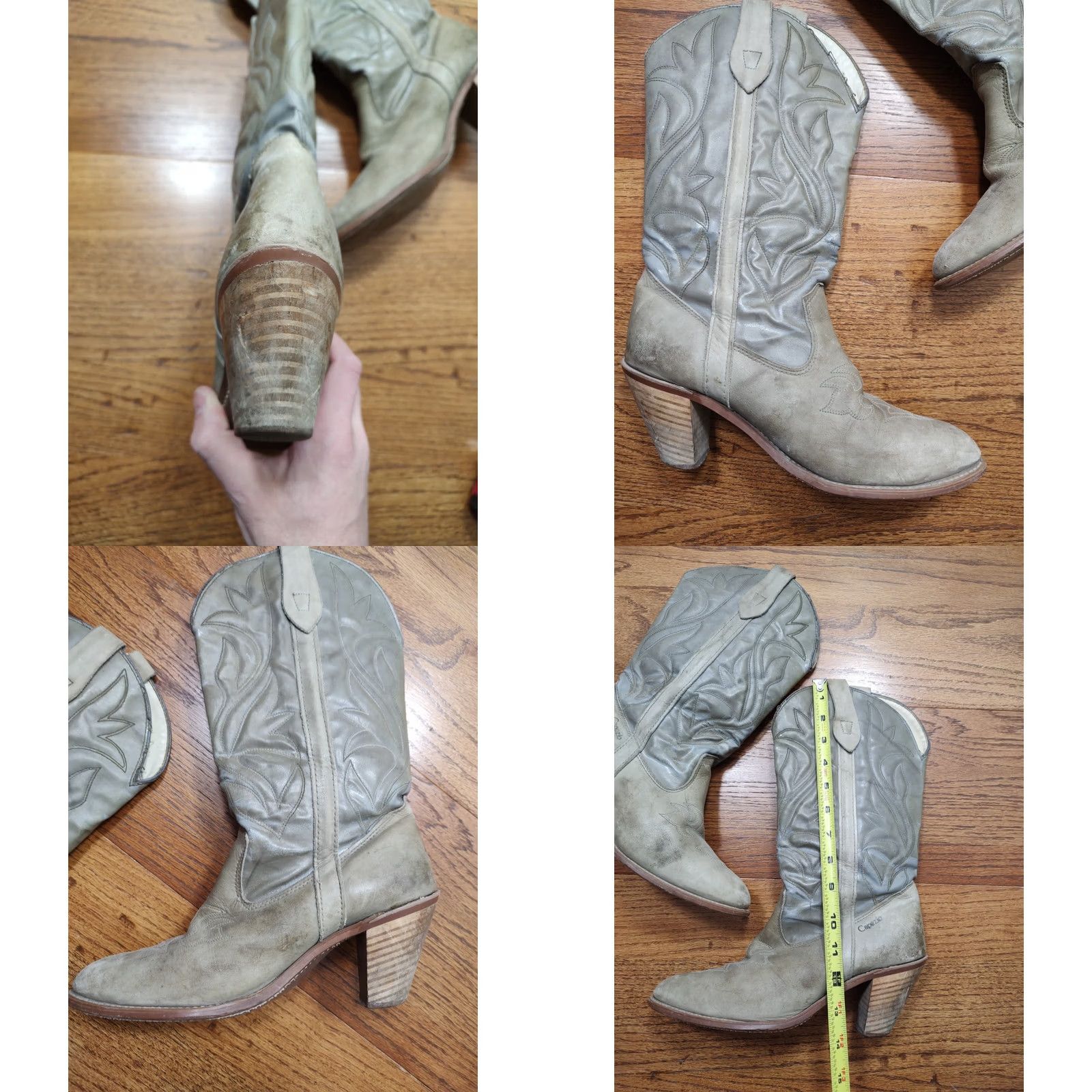 Vintage VINTAGE Capezio Cowboy Boots Women L348 9 M Gray Leather Western Cowboy Cowgirl Southwestern Boots Mens Womens Girls? Size US 9 / IT 39 - 10 Thumbnail