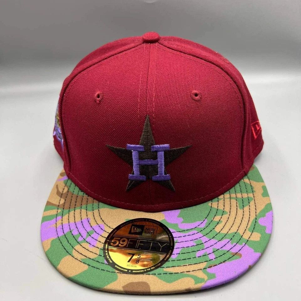 New Era Houston Astros Hat Men 7 5/8 59Fifty New Era MLB Fitted Cap Size ONE SIZE - 3 Thumbnail