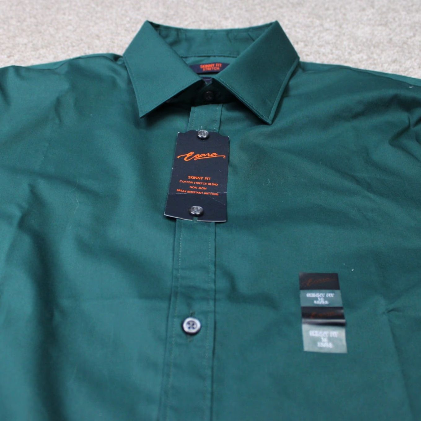 Egara Egara Dress Shirt Mens 16, 32/33 Green Regular Long Sleeve Button Shirt Size 42R - 5 Thumbnail