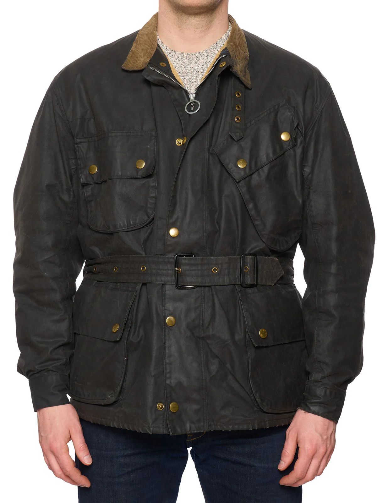 Barbour Vintage 1970's BARBOUR One Crest Black Motorcycle Wax Jacket Size US L / EU 52-54 / 3 - 5 Thumbnail