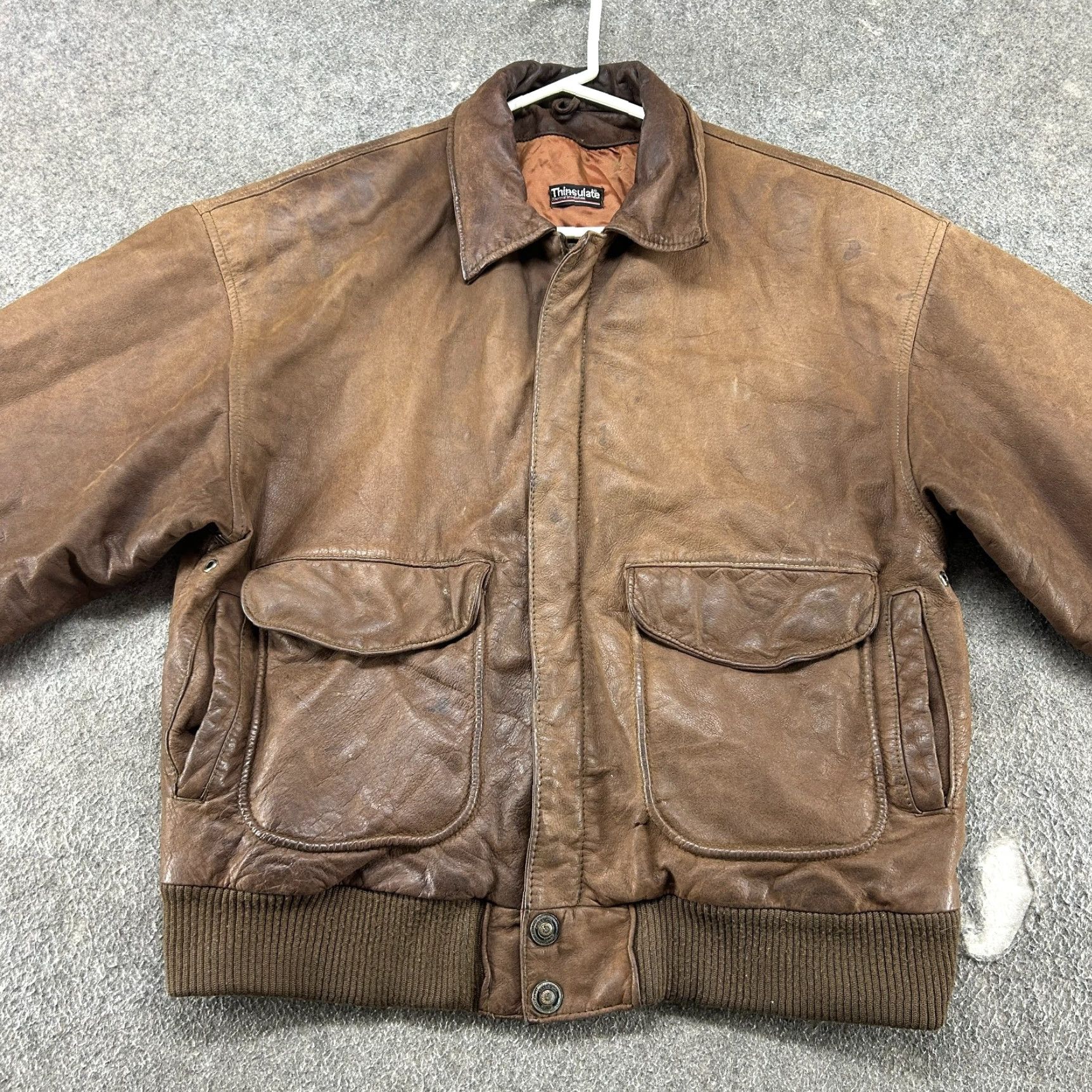 Vintage VINTAGE Adventure Bound Jacket Mens M Brown Leather Thinsulate Flight A2 90s Accessories Pockets Skiing Bomber Zip Brown Leather 90s Mens Size US M / EU 48-50 / 2 - 3 Thumbnail