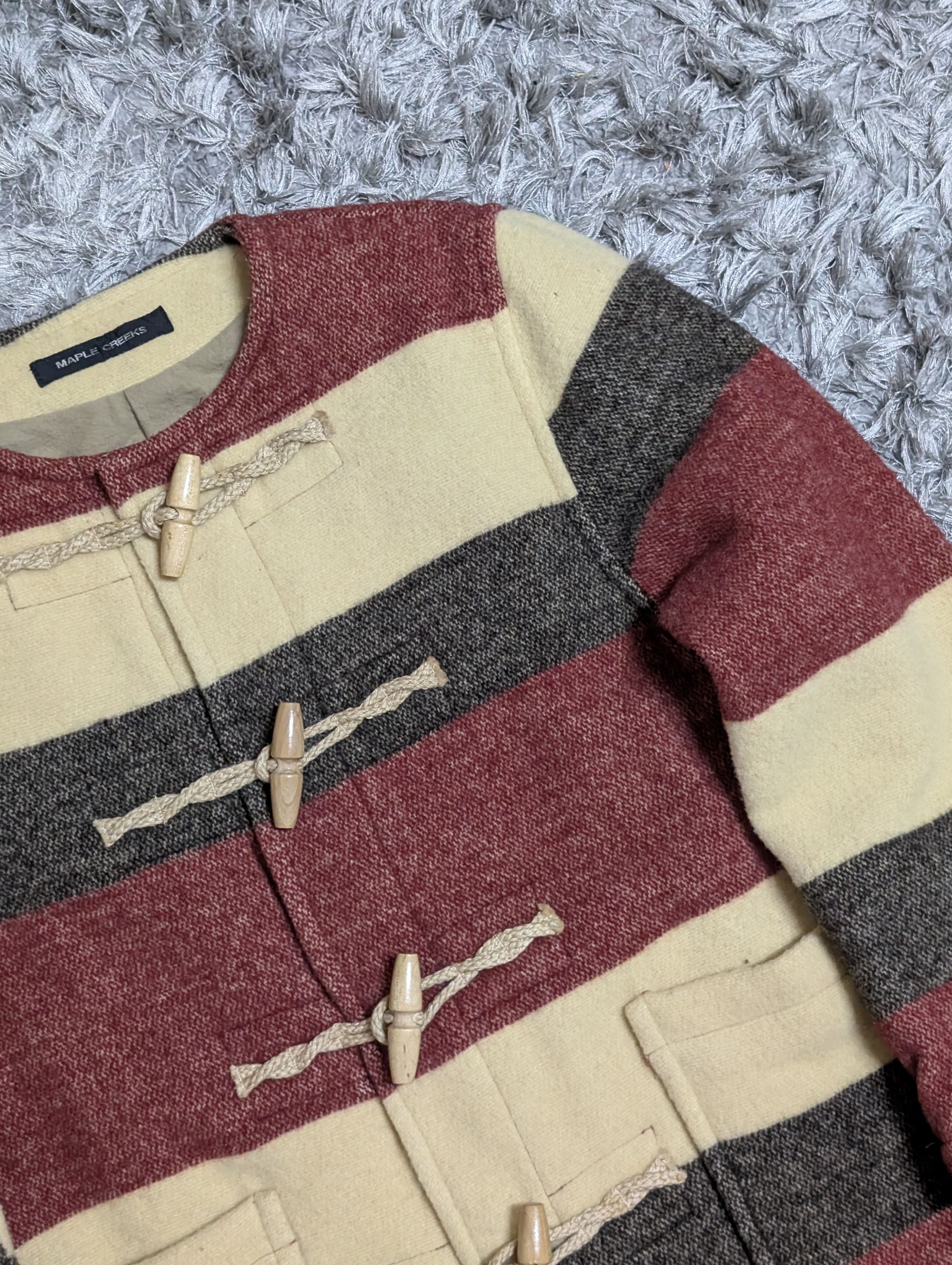 Japanese Brand Vintage Maple Creeks Japan Striped Jacket Wool Duffle Coat Size M / US 6-8 / IT 42-44 - 5 Thumbnail