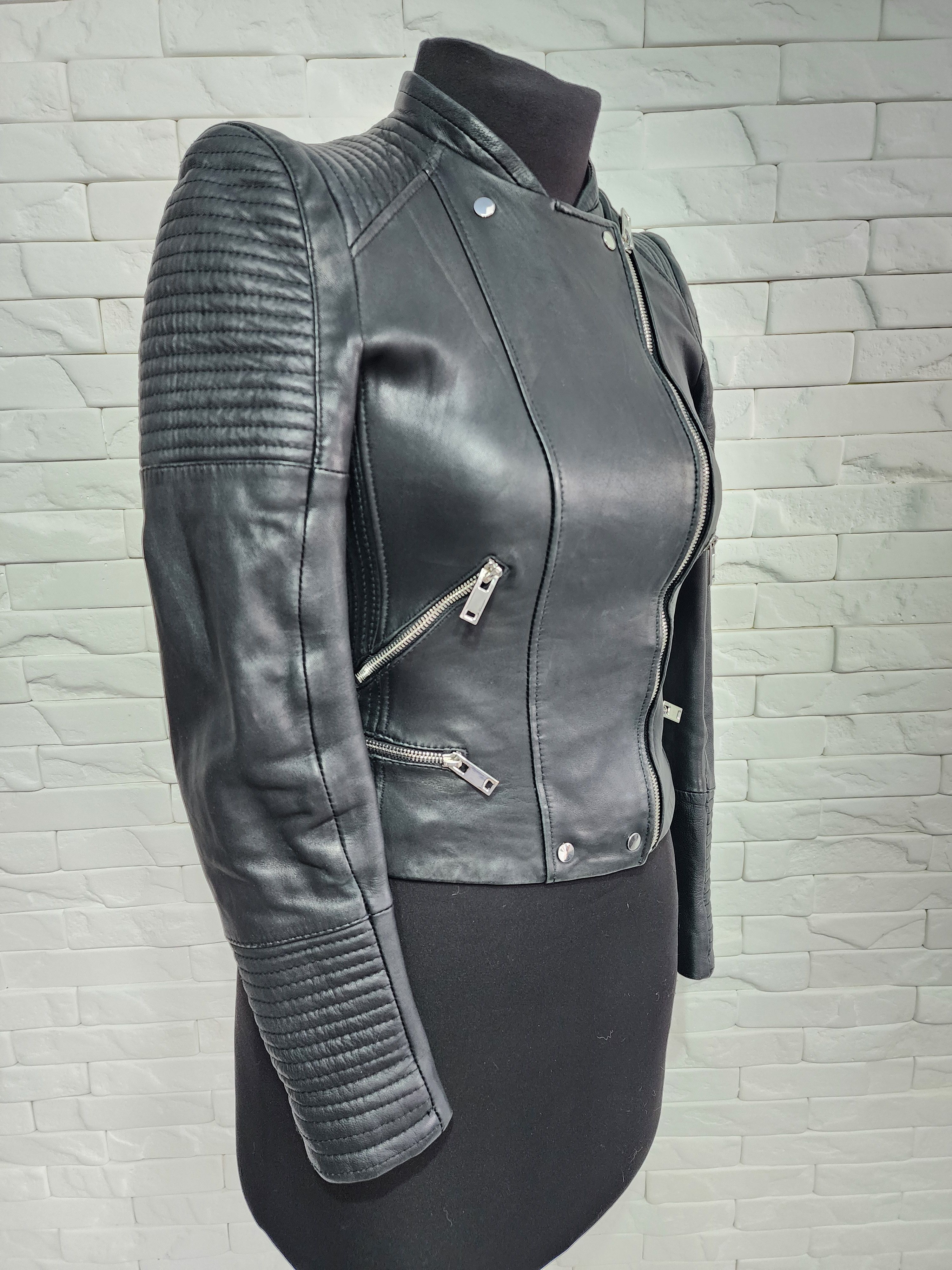 Genuine Leather Black leather women's jacket. Size S / US 4 / IT 40 - 4 Thumbnail