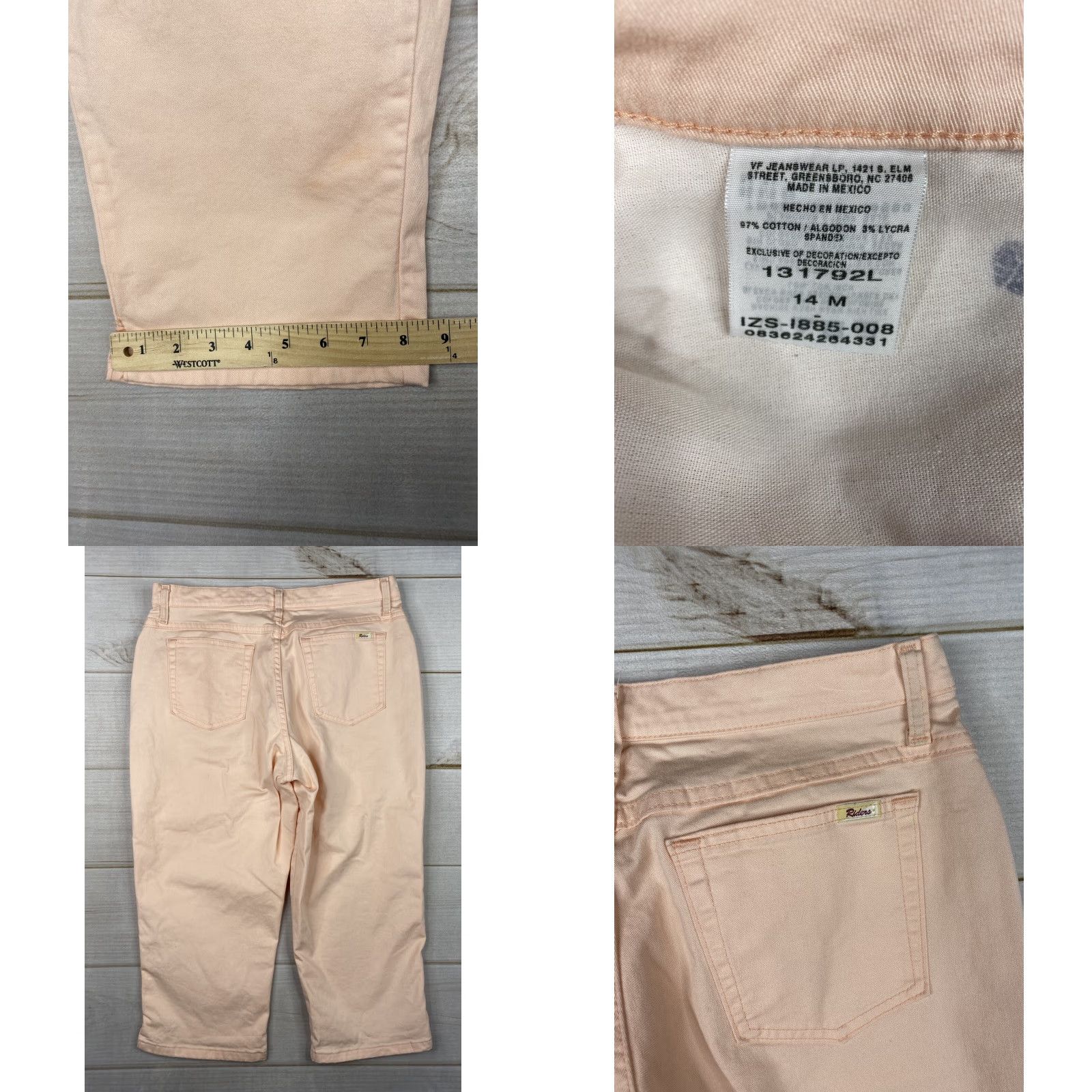 Vintage Riders by Lee Jeans Womens Sz 14 Peach Embroidered Straight Leg Stretch Denim Shirt? Size 36" / US 14 / IT 50 - 8 Thumbnail