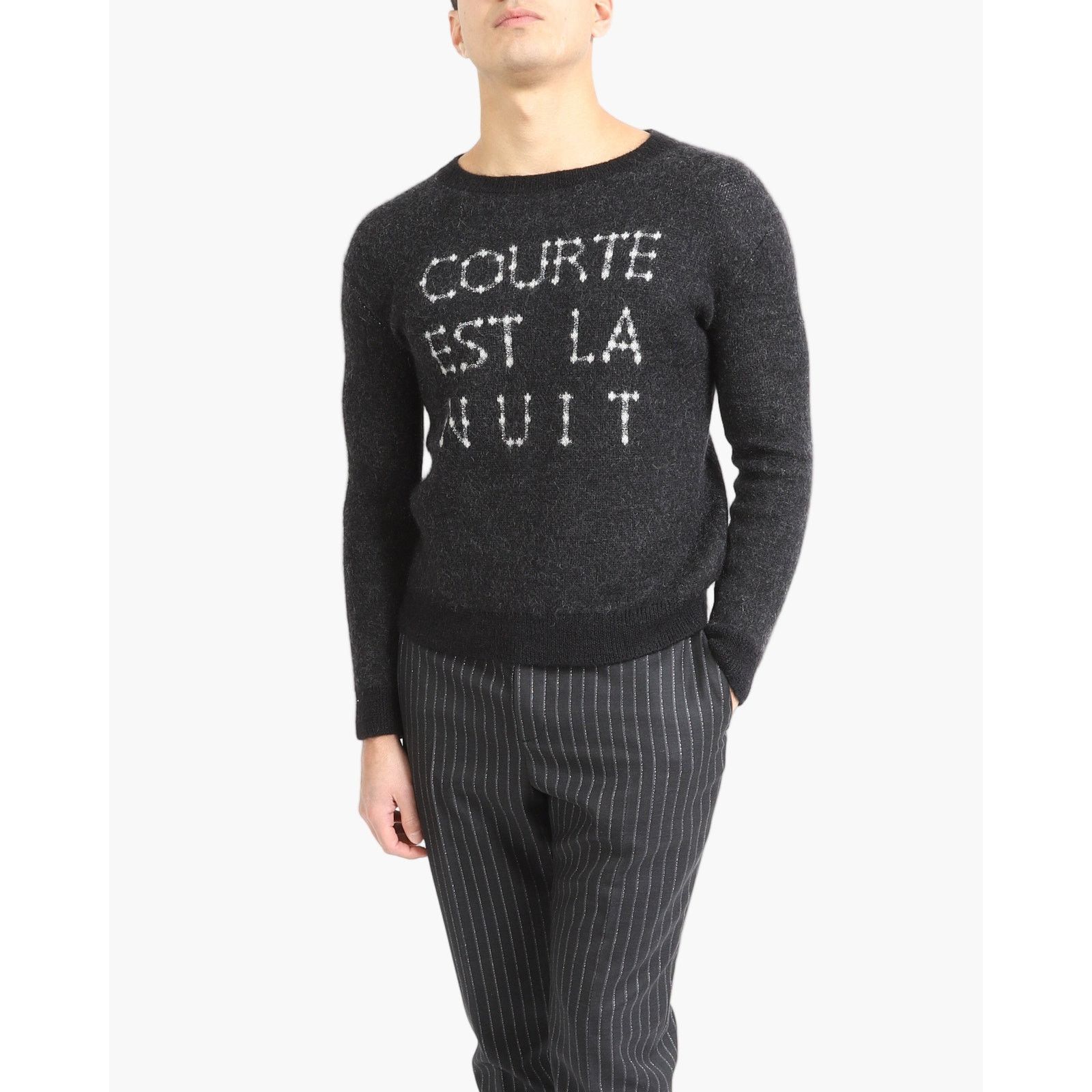 Saint Laurent Paris FW19 ,,Courte Est La Nuit'' Intarsia Knit in Wool Size US S / EU 44-46 / 1 - 1 Thumbnail