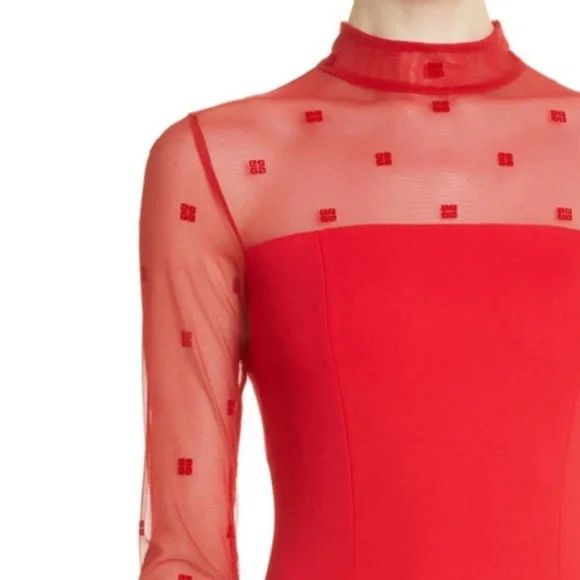 Givenchy GIVENCHY MOCK NECK TUBINO VERMILLION DRESS - NEW WITH TAGS Size XXS / US 00 / IT 34 - 11 Thumbnail