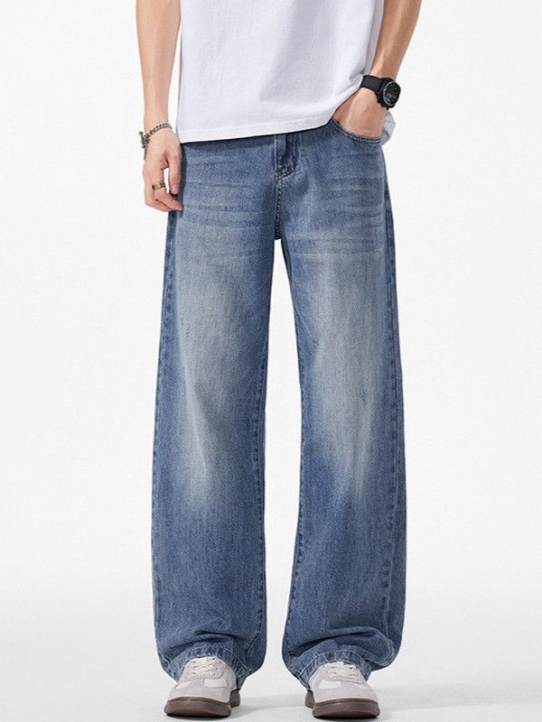 Japanese Brand Men's Retro Whiskered Cleanfit Loose Straight Leg Jeans Size US 32 / EU 48 - 1 Thumbnail