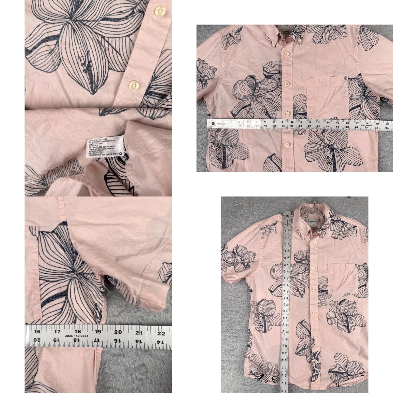 Vintage Goodfellow & Co Pink Floral Hawaiian Slim Fit Button-Up Shirt Men Medium Size US M / EU 48-50 / 2 - 8 Thumbnail