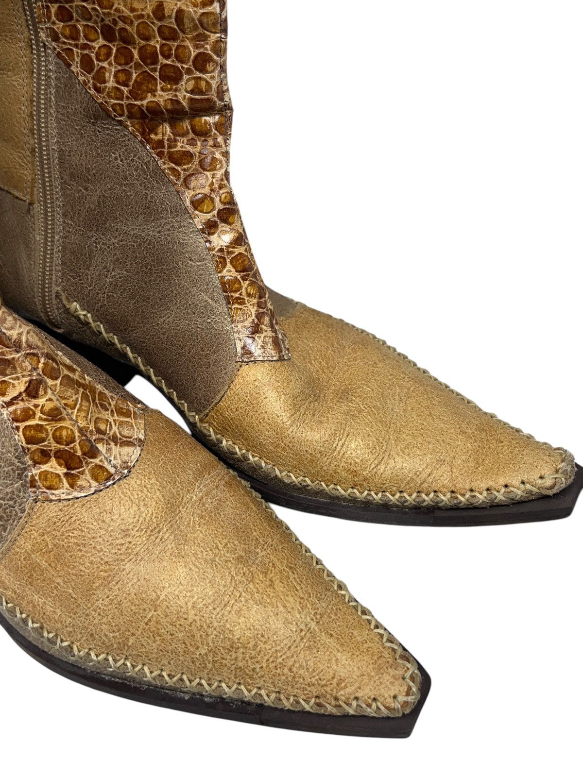 Cowboy Equipment Vintage Patchwork Leather Cowboy Boots Margiela Style Size US 9 / IT 39 - 11 Thumbnail
