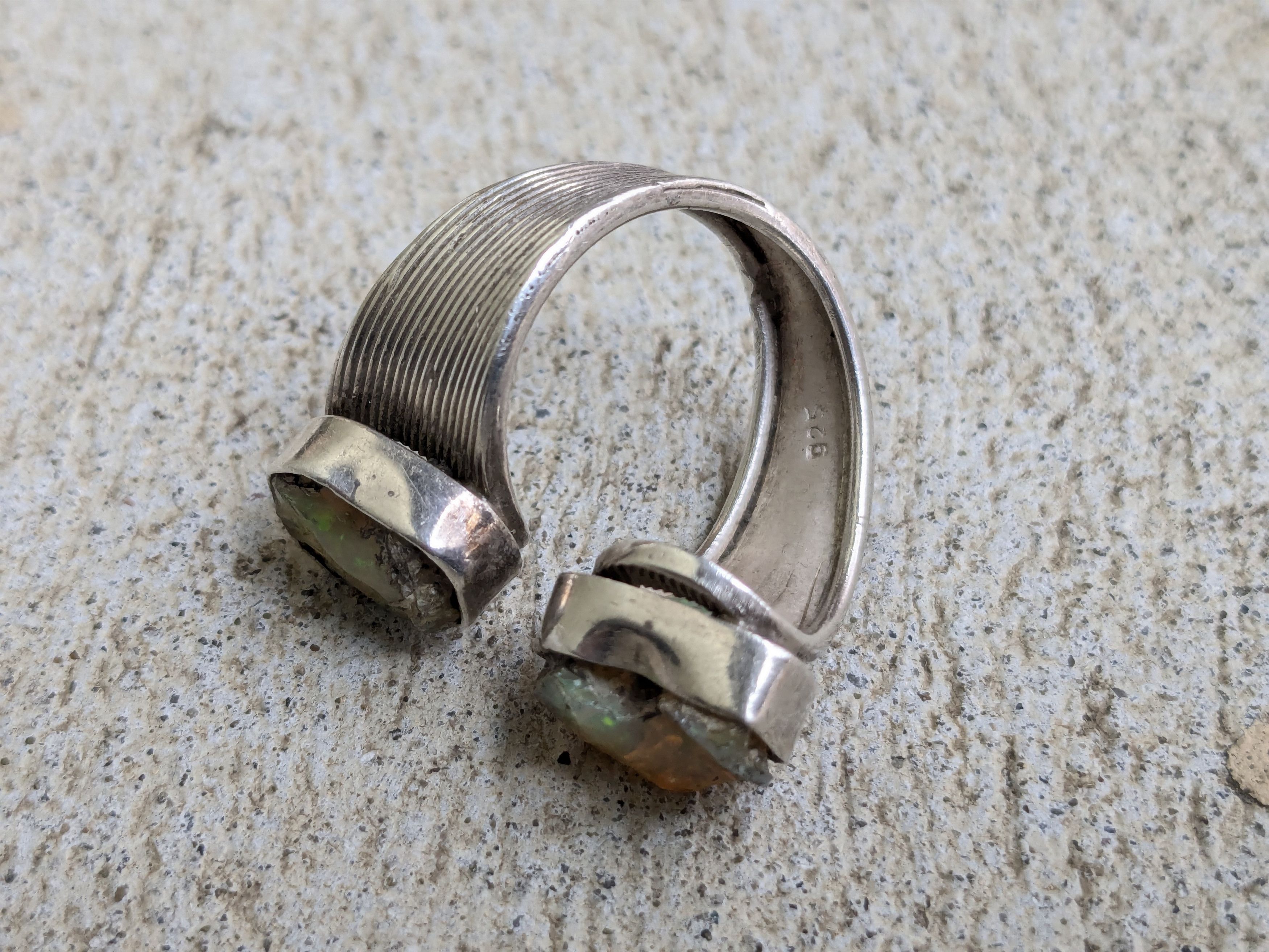 Other Vintage Sterling Silver Ring Opal 8 Bypass Adjustable Size ONE SIZE - 4 Thumbnail