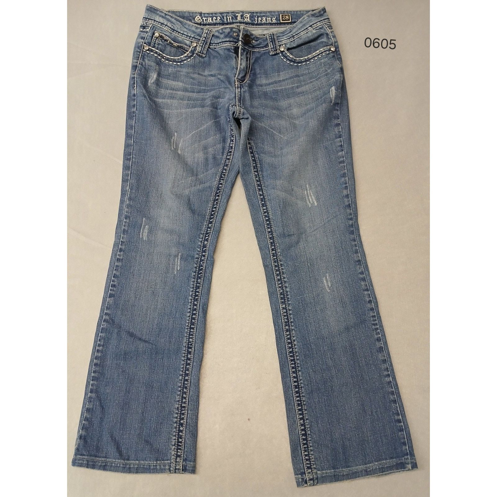 Grace in LA Grace in LA (28) Boot Cut Embroidered Flap Pockets Jeans Size 28" / US 6 / IT 42 - 1 Thumbnail