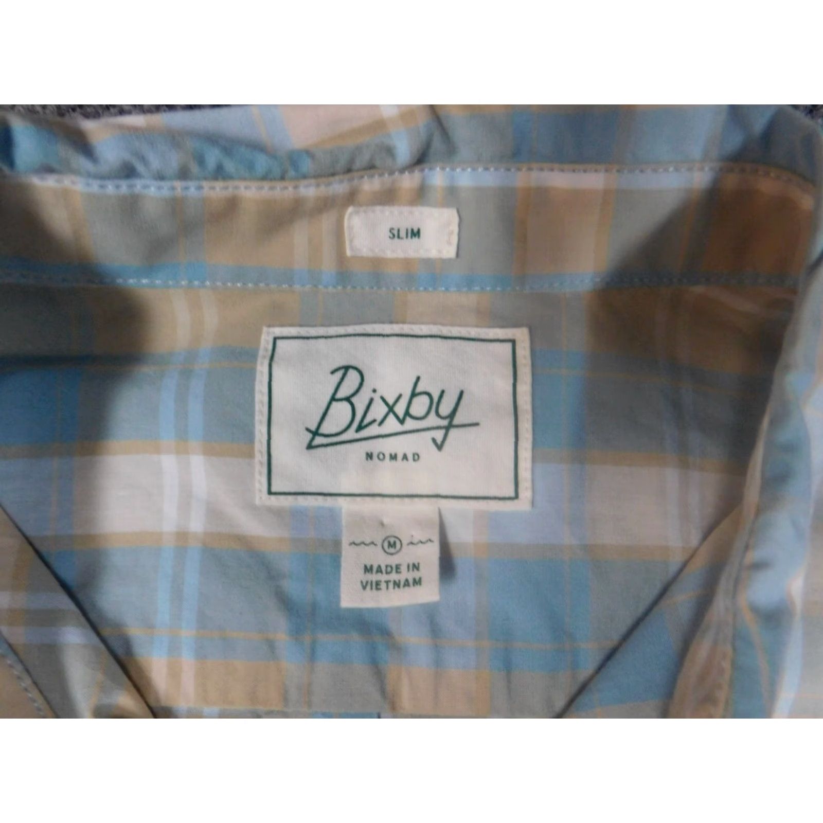 Jos. A. Bank Jos. A. Bank Mens Shirt Medium Slim Plaid Blue Button-Down Long Sleeve Collared Cotton Polyester Knit Size US M / EU 48-50 / 2 - 5 Thumbnail