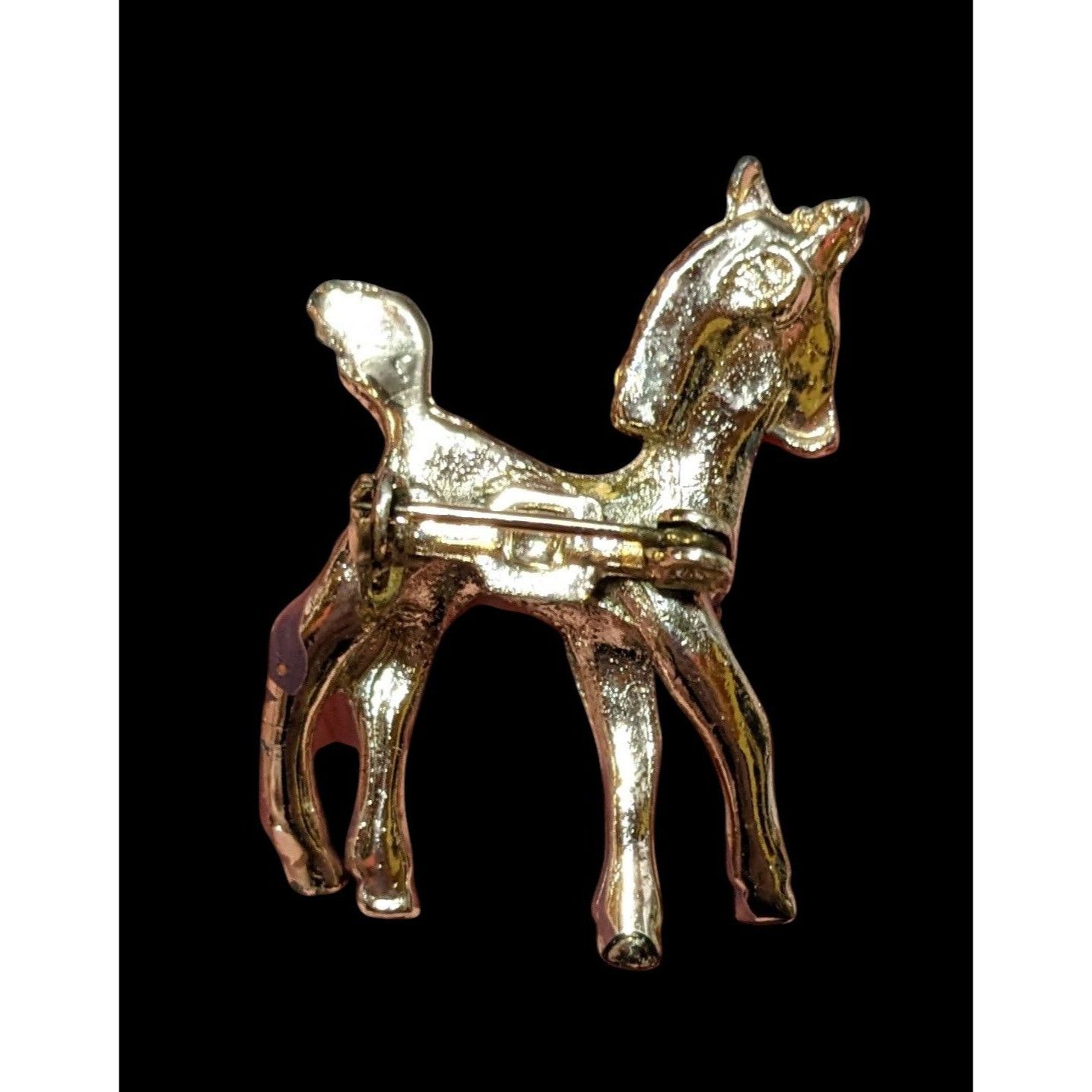 Other Vintage Horse Foal Brown Enamel Rhinestone Brooch Size ONE SIZE - 2 Thumbnail