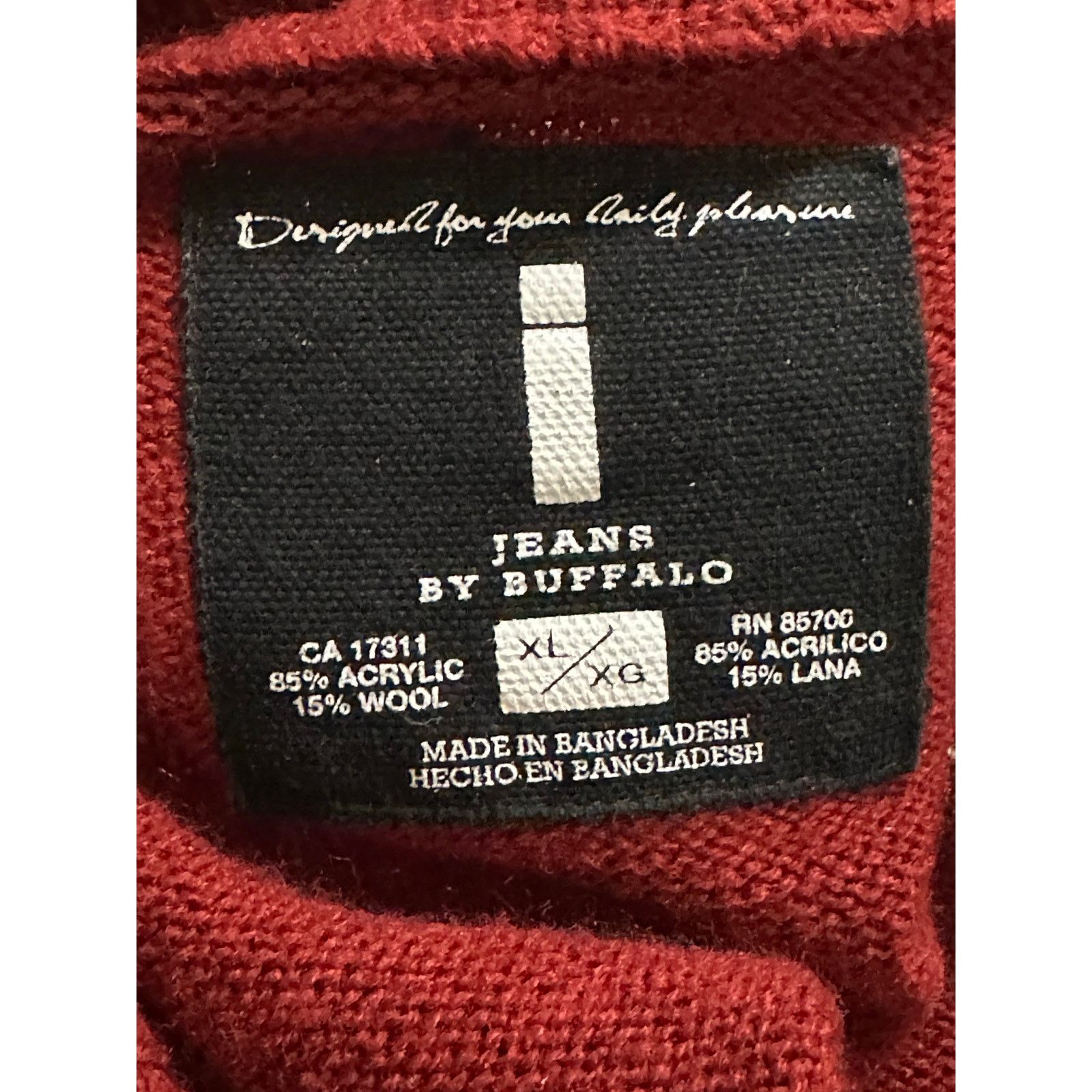 Buffalo David Bitton Buffalo men jeans red winter sweater size XL Size US XL / EU 56 / 4 - 3 Thumbnail