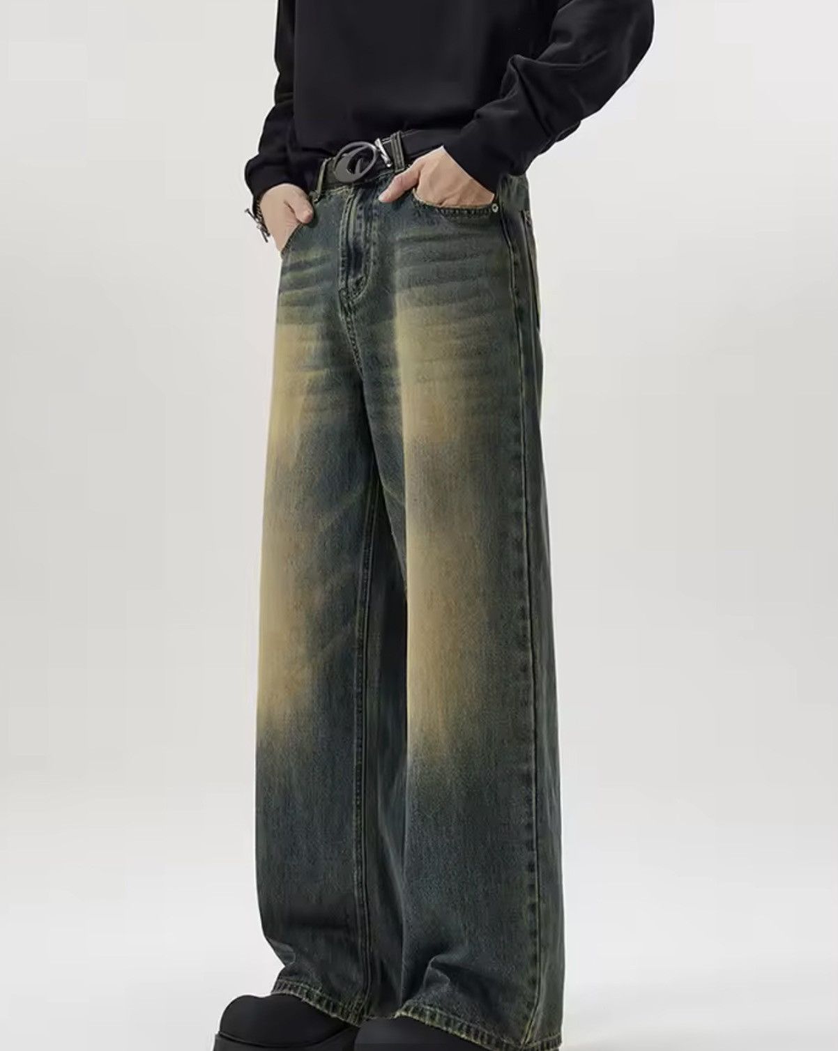 Japanese Brand DISTRESSED BAGGY WIDE LEG DENIM Size US 34 / EU 50 - 2 Thumbnail